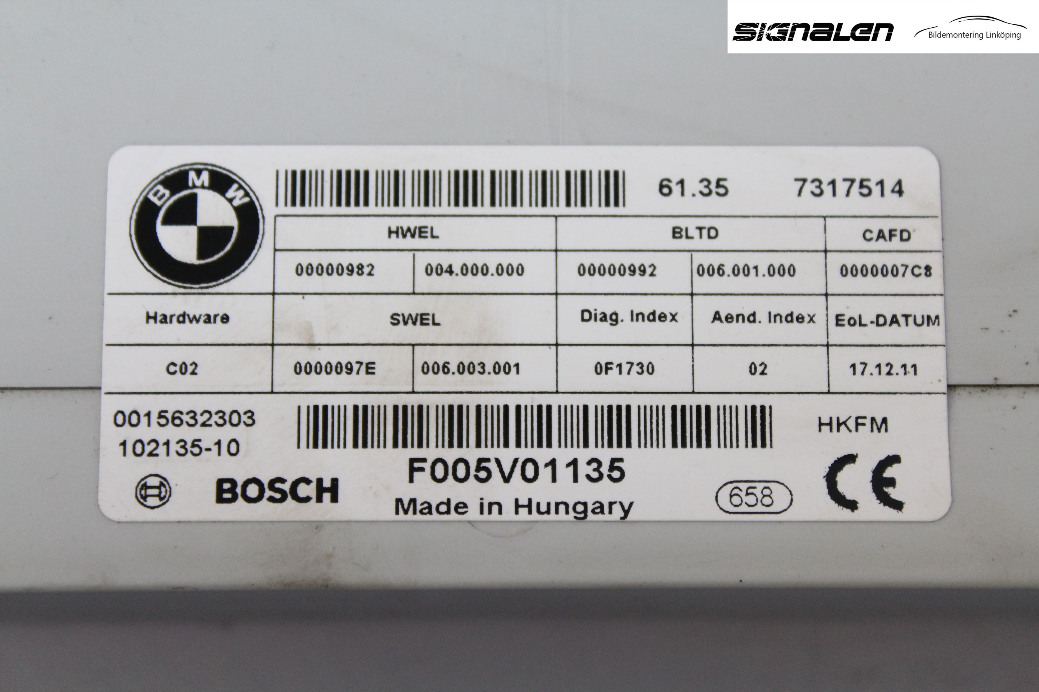 BMW 5 F10/F11/F18 09-17 Styreenhet Øvrig