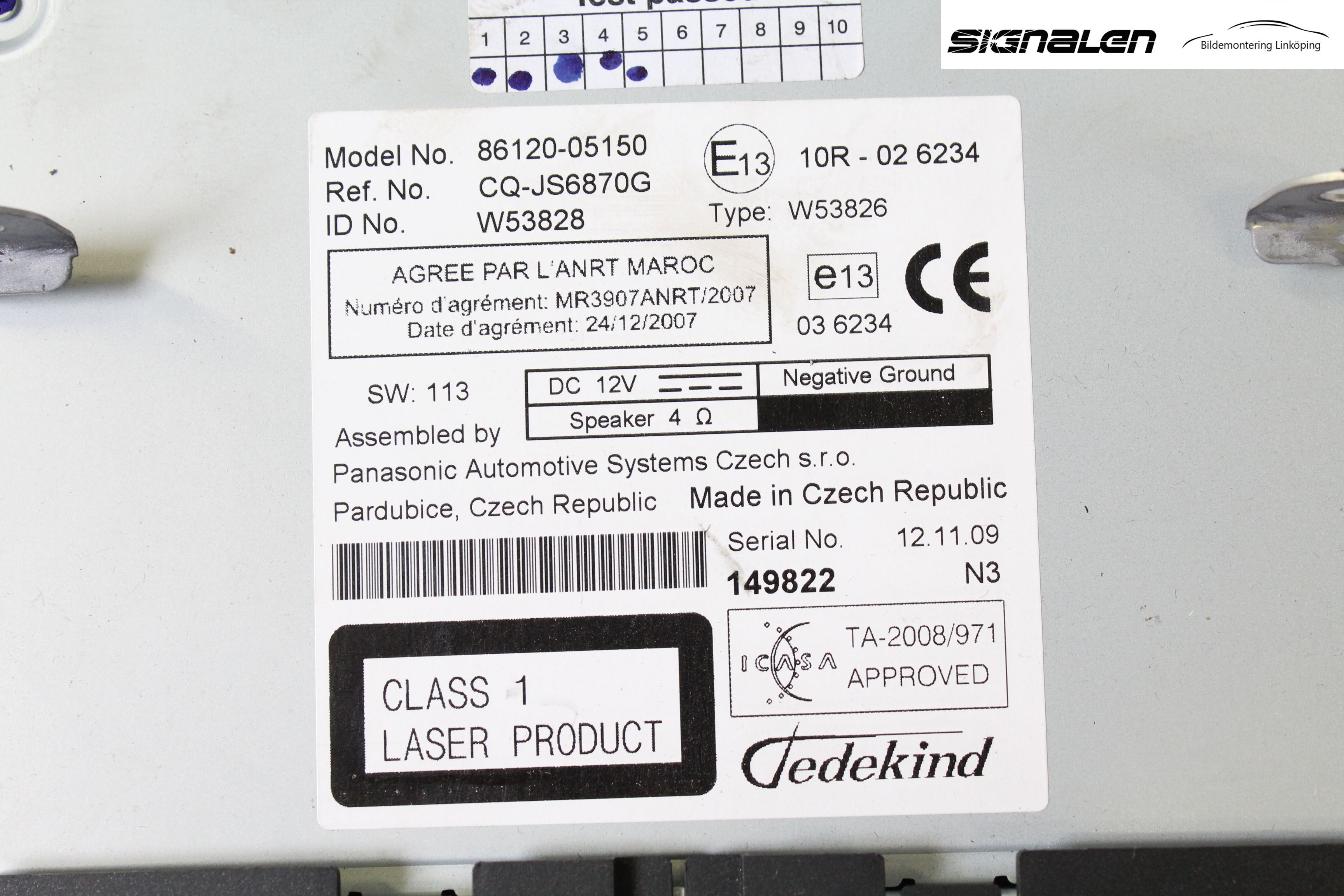 Toyota AVENSIS 09-15 Stereo Radio Med Cd