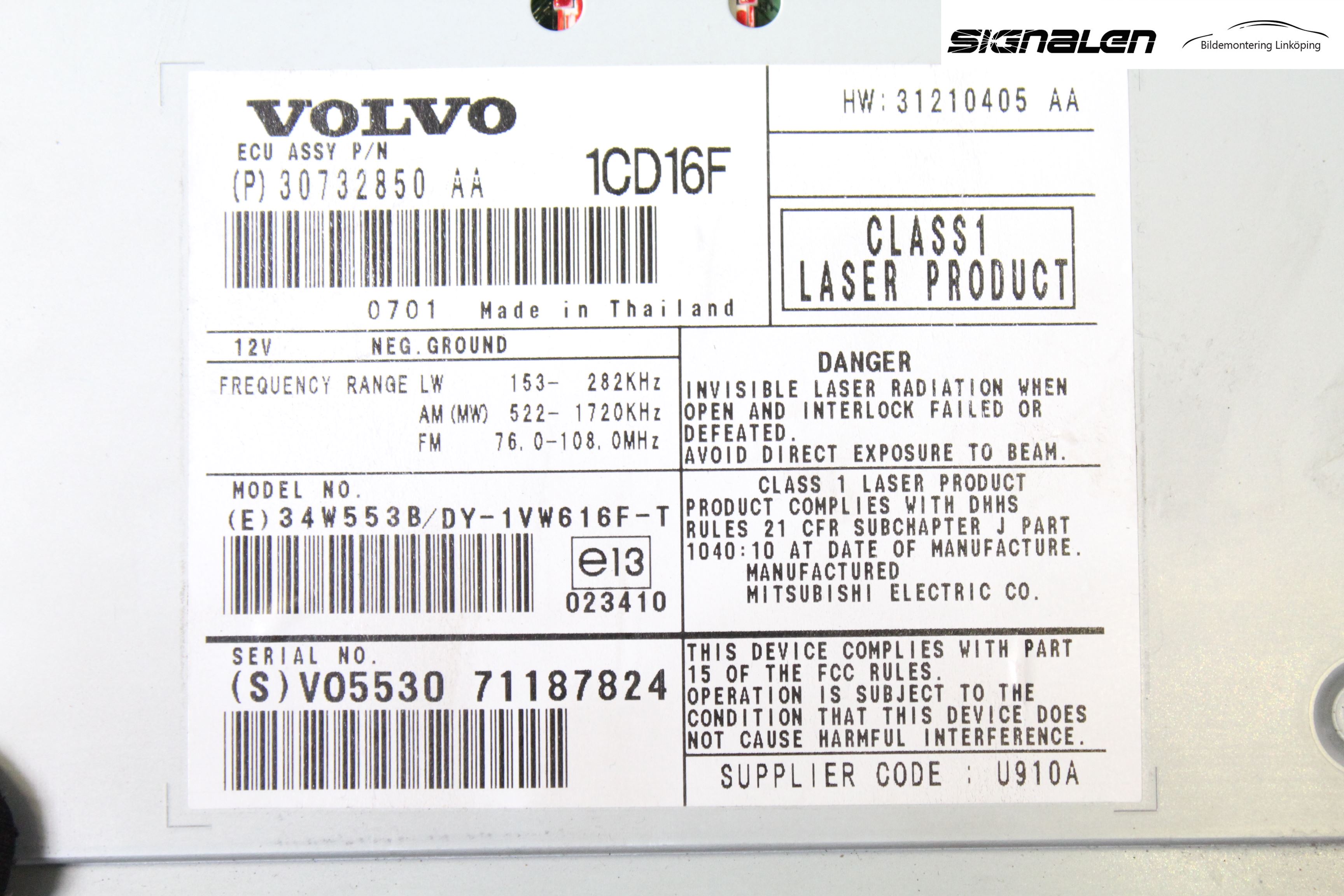 Volvo V50 04-07 Stereo Radio Med Cd