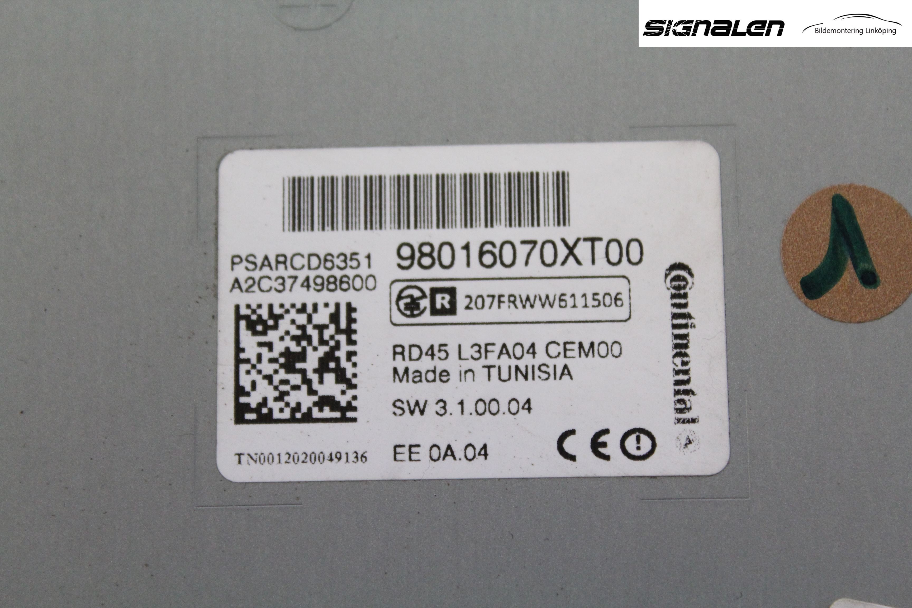 Citroen C3 10-17 Stereo Radio Med Cd