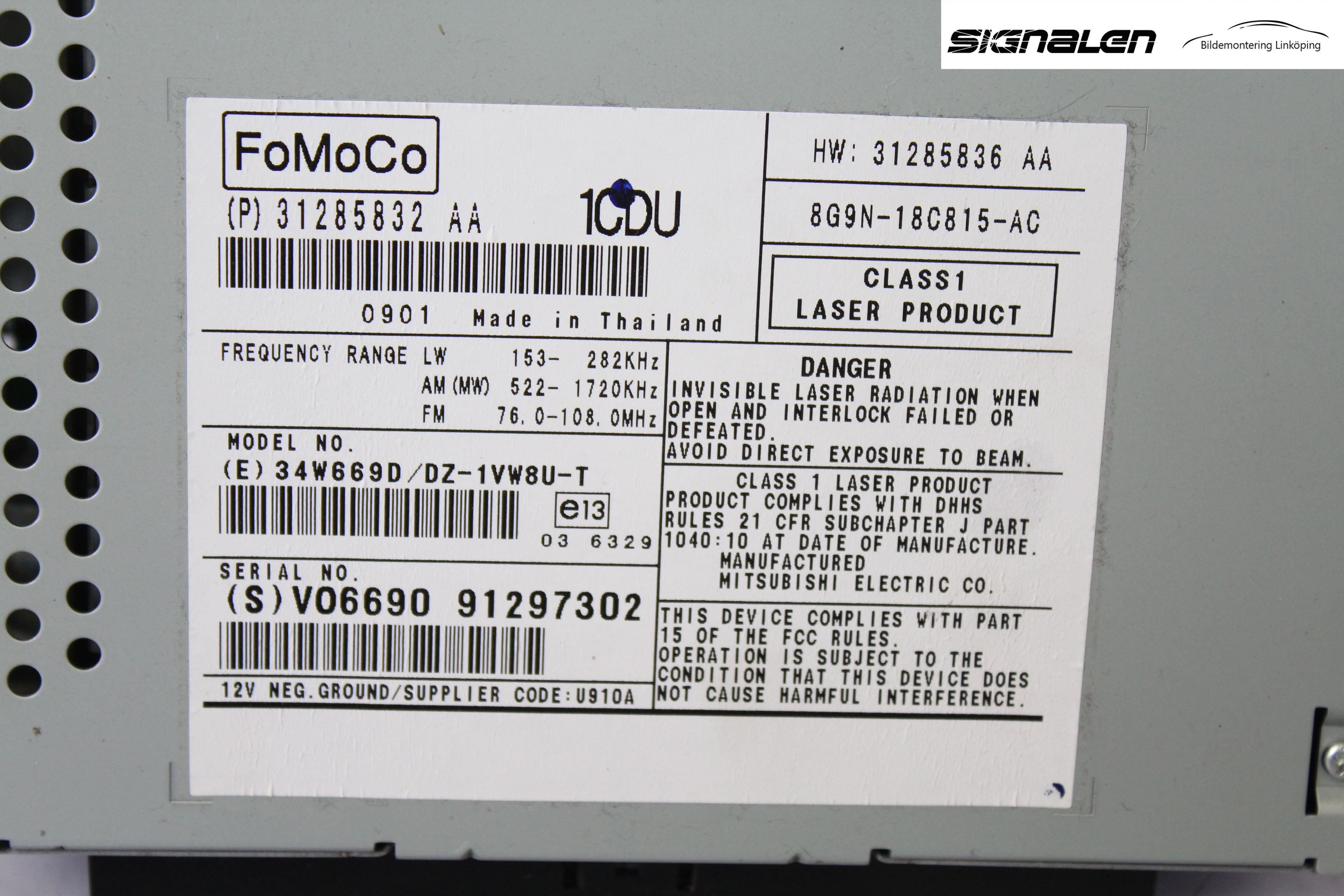 Volvo V70 08-13 Stereo Radio Med Cd