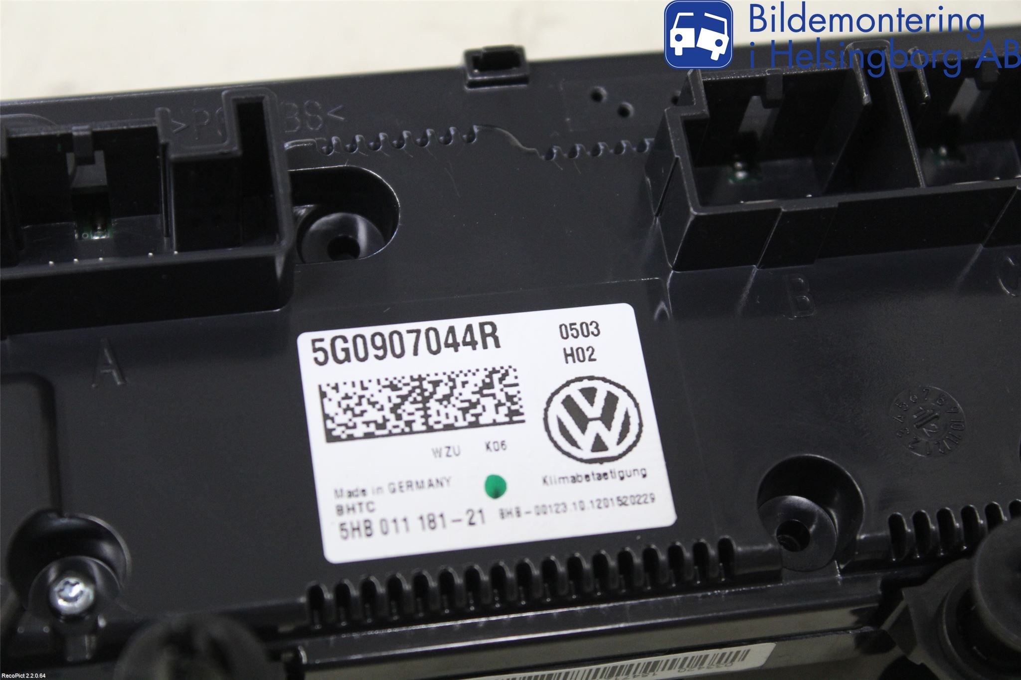 Volkswagen VW GOLF / E-GOLF VII 13-20 Varme Ac Betjening-Display