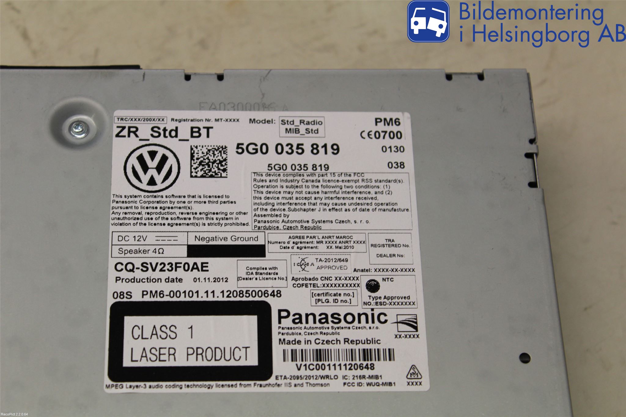 Volkswagen VW GOLF / E-GOLF VII 13-20 Stereo Radio Med Cd