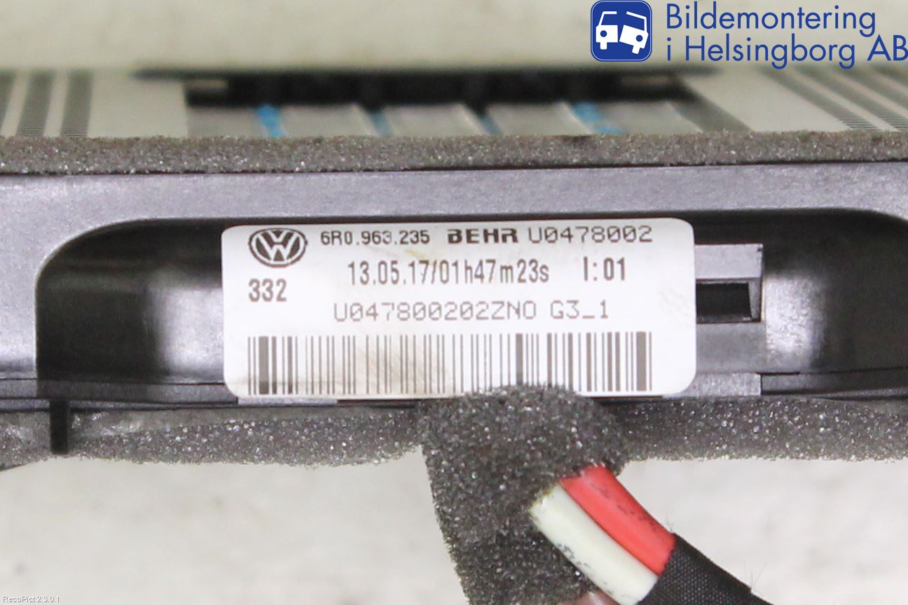 Audi A1/S1 11-18 Varmeapparat Register Uten Ac