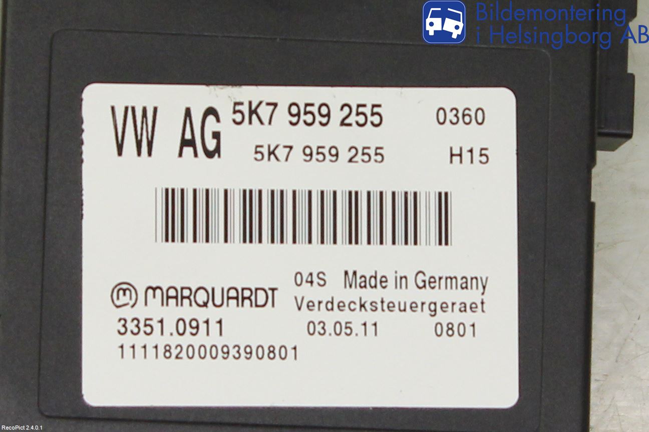 Volkswagen VW GOLF VI 09-13 Styreenhet Øvrig