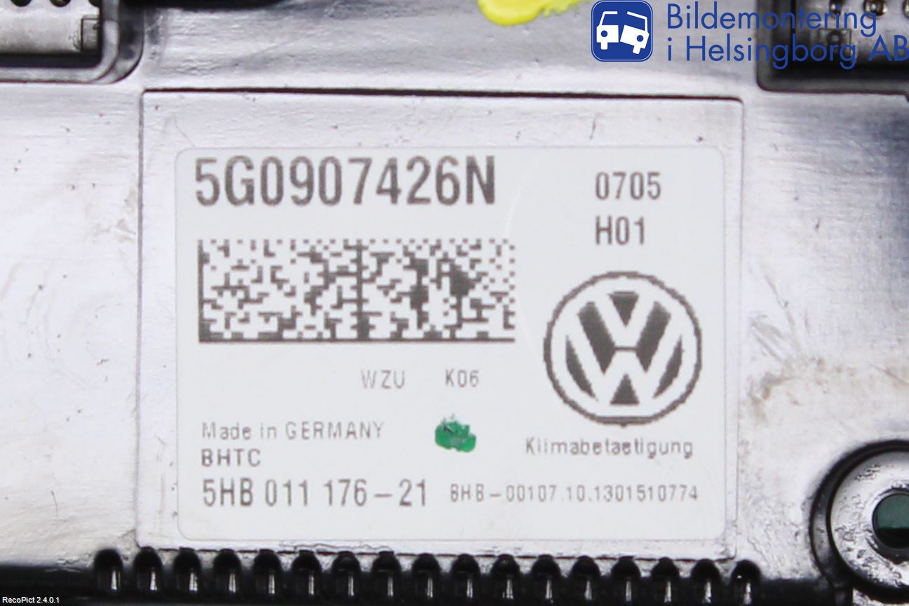 Volkswagen VW GOLF / E-GOLF VII 13-20 Varme Ac Betjening-Display