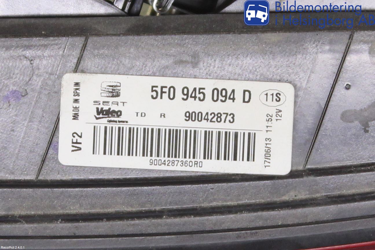 Seat LEON 13-20 Baklykt Høyre  På Luke(Indre)