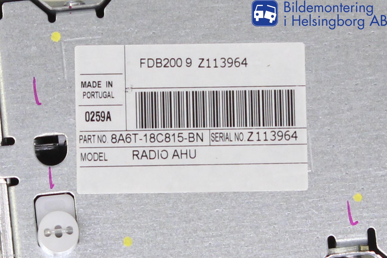 Ford FIESTA 09-12 Stereo Radio Med Cd