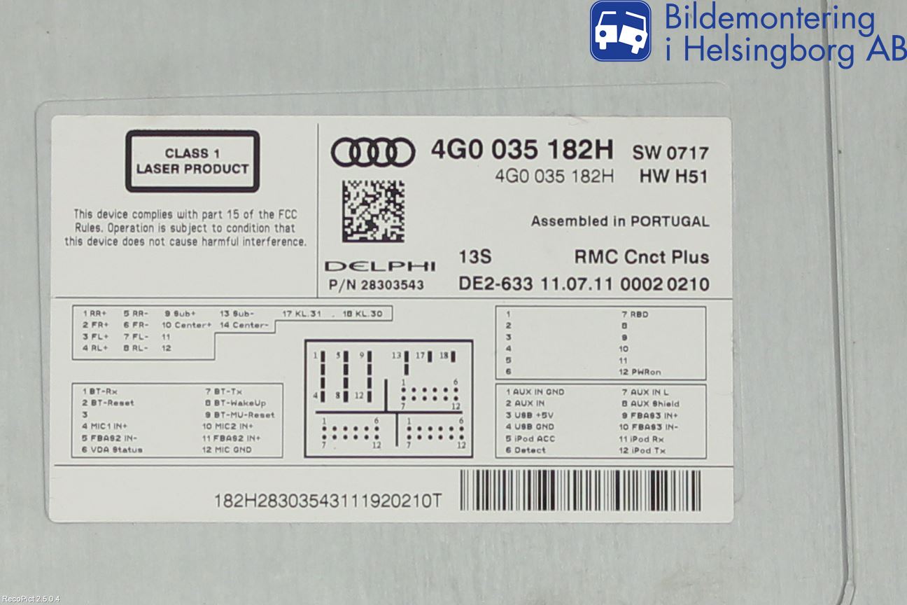 Audi A7/S7 4G 11-17 Stereo Radio Med Cd