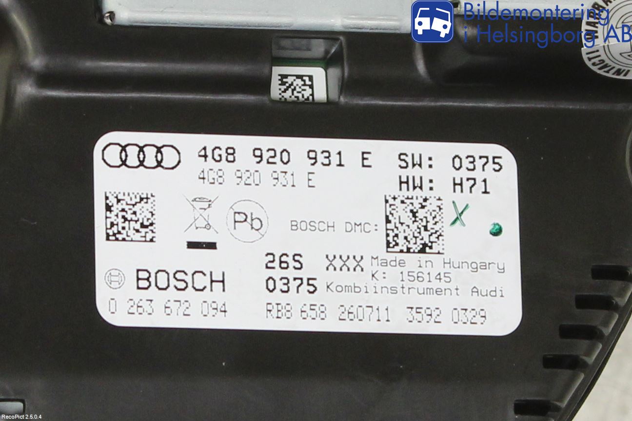 Audi A7/S7 4G 11-17 Instr Kombinert