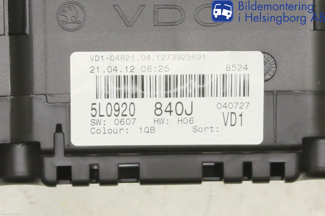 Skoda YETI Instr Kombinert