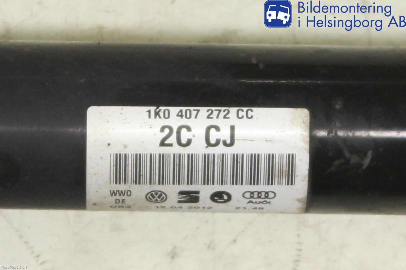 Volkswagen VW GOLF VI 09-13 Drivaksel Foran Kompl Høyre