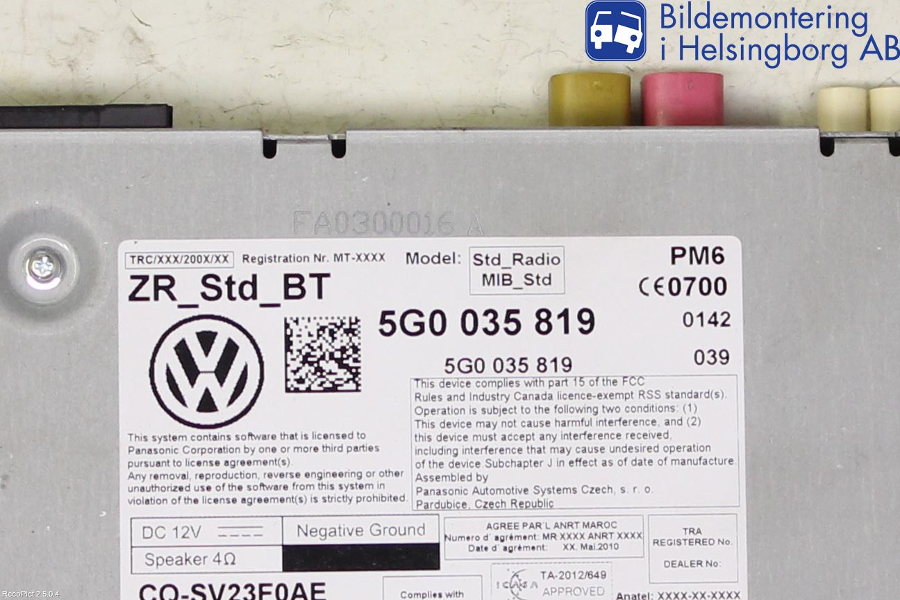 Volkswagen VW GOLF / E-GOLF VII 13-20 Stereo Radio Med Cd