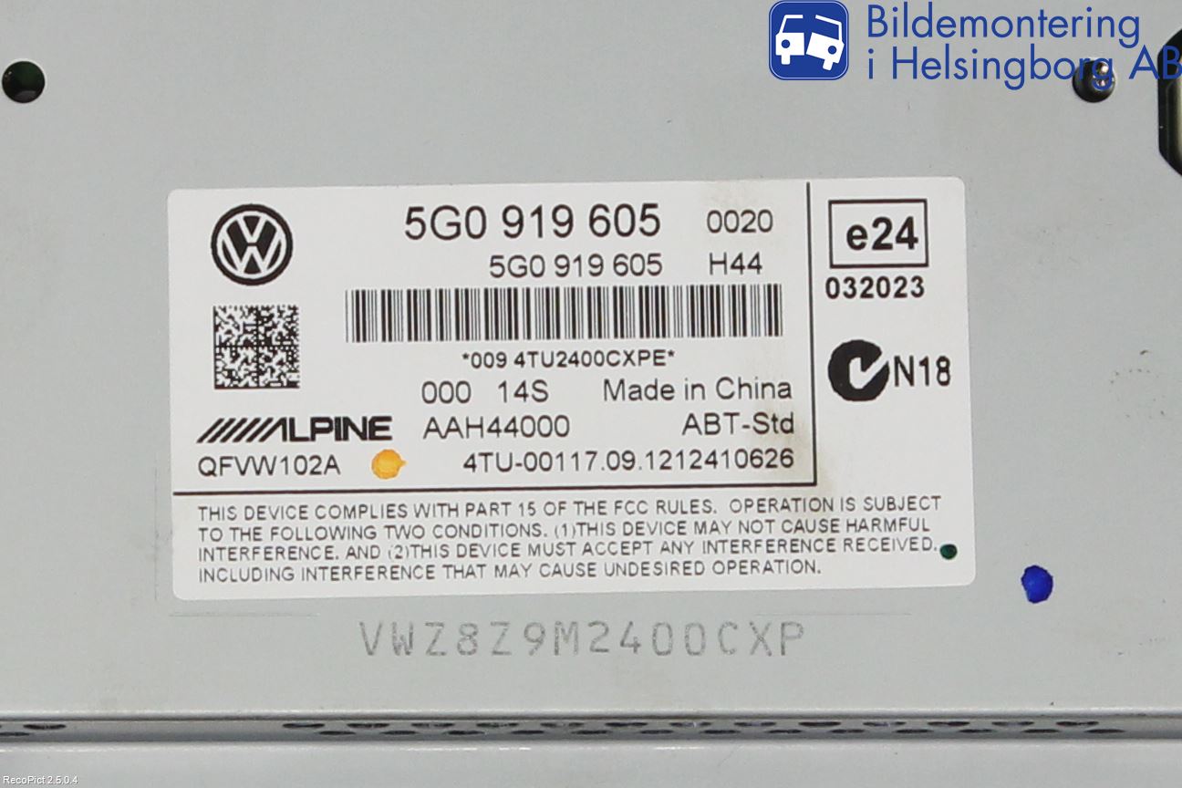 Volkswagen VW GOLF / E-GOLF VII 13-20 Multifunktionsdisplay