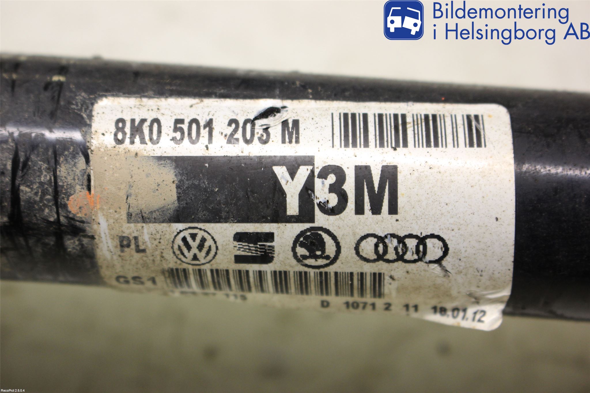 Audi A4 12-15 Drivaksel Bak Kompl Venstre