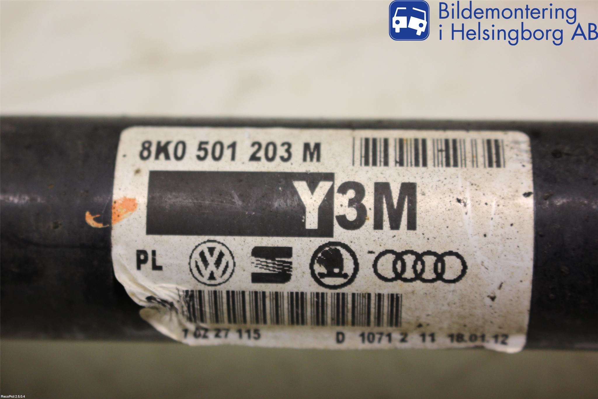 Audi A4 12-15 Drivaksel Bak Kompl Høyre