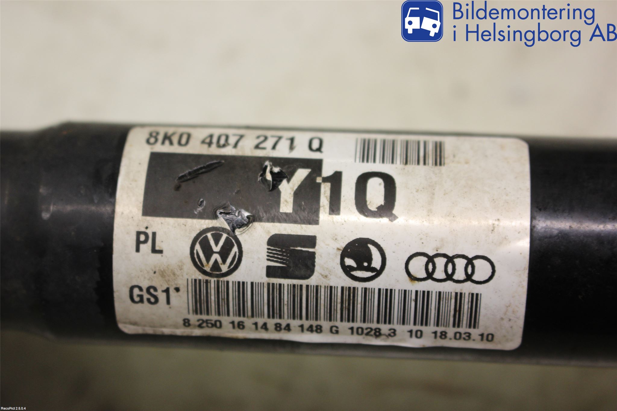 Audi A4/S4 08-11 Drivaksel Foran Kompl Venstre