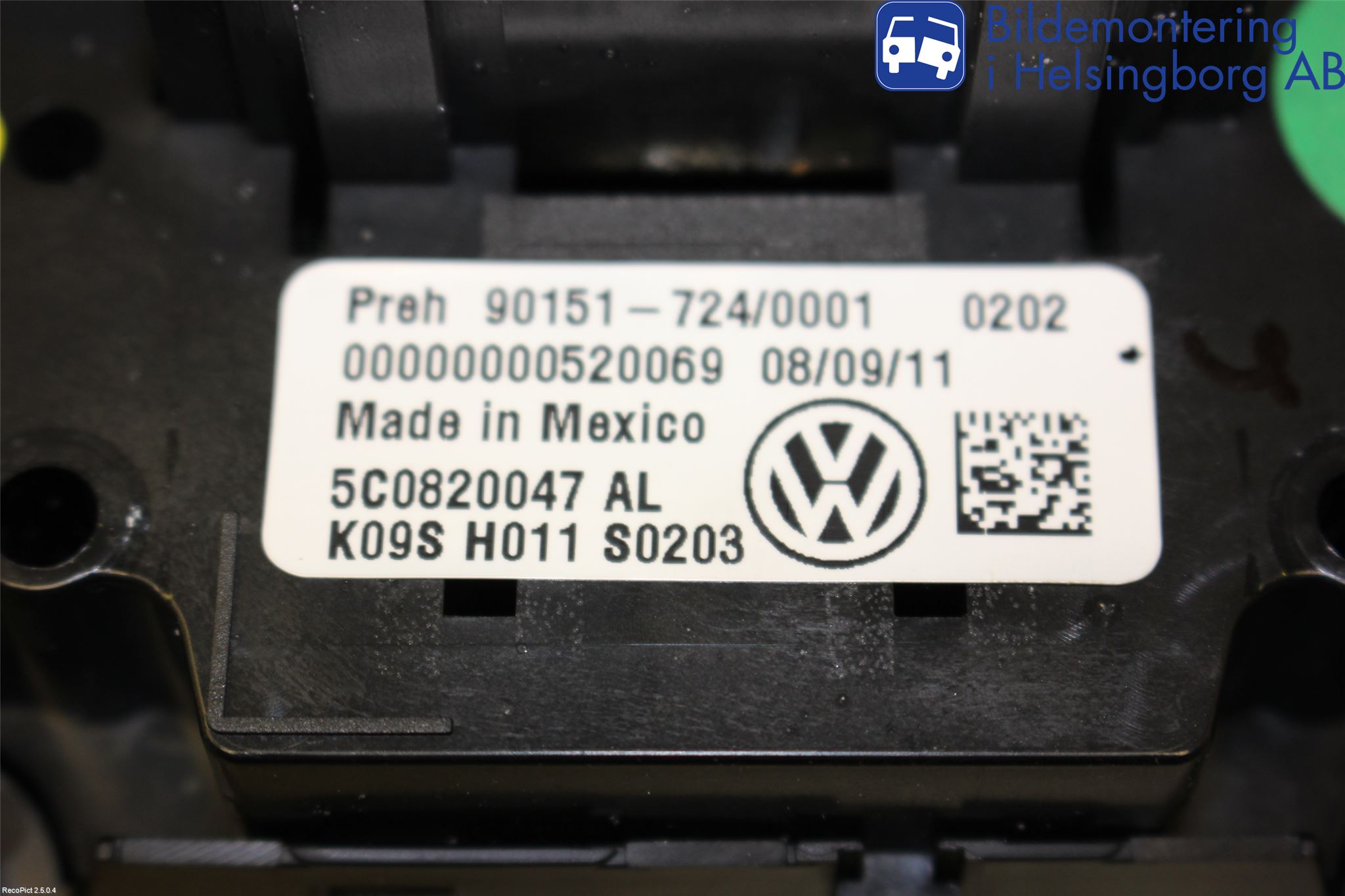 Volkswagen VW BEETLE 12- Varmeapparat Panel(Regulering)