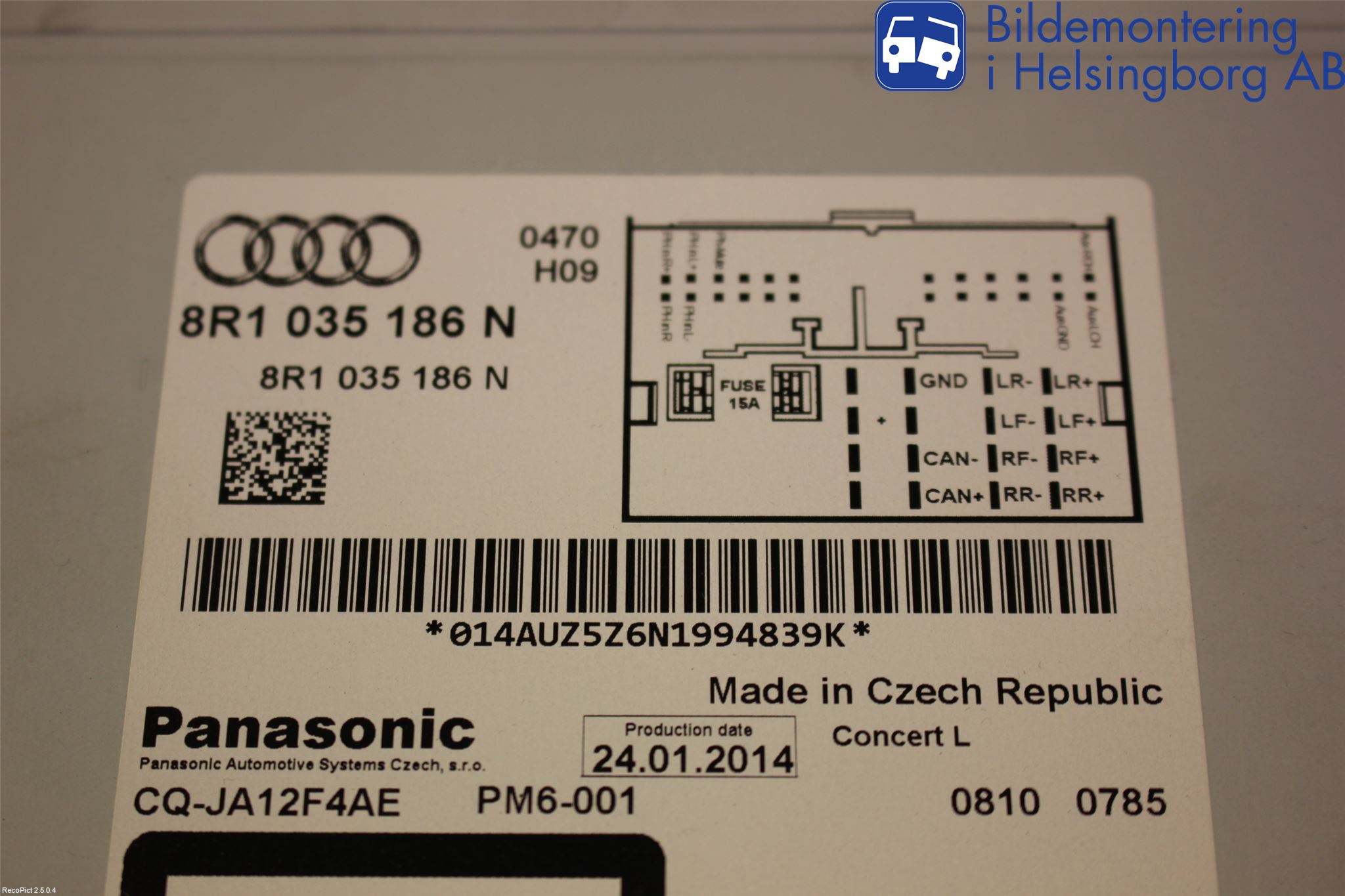 Audi A4 12-15 Stereo Radio Med Cd