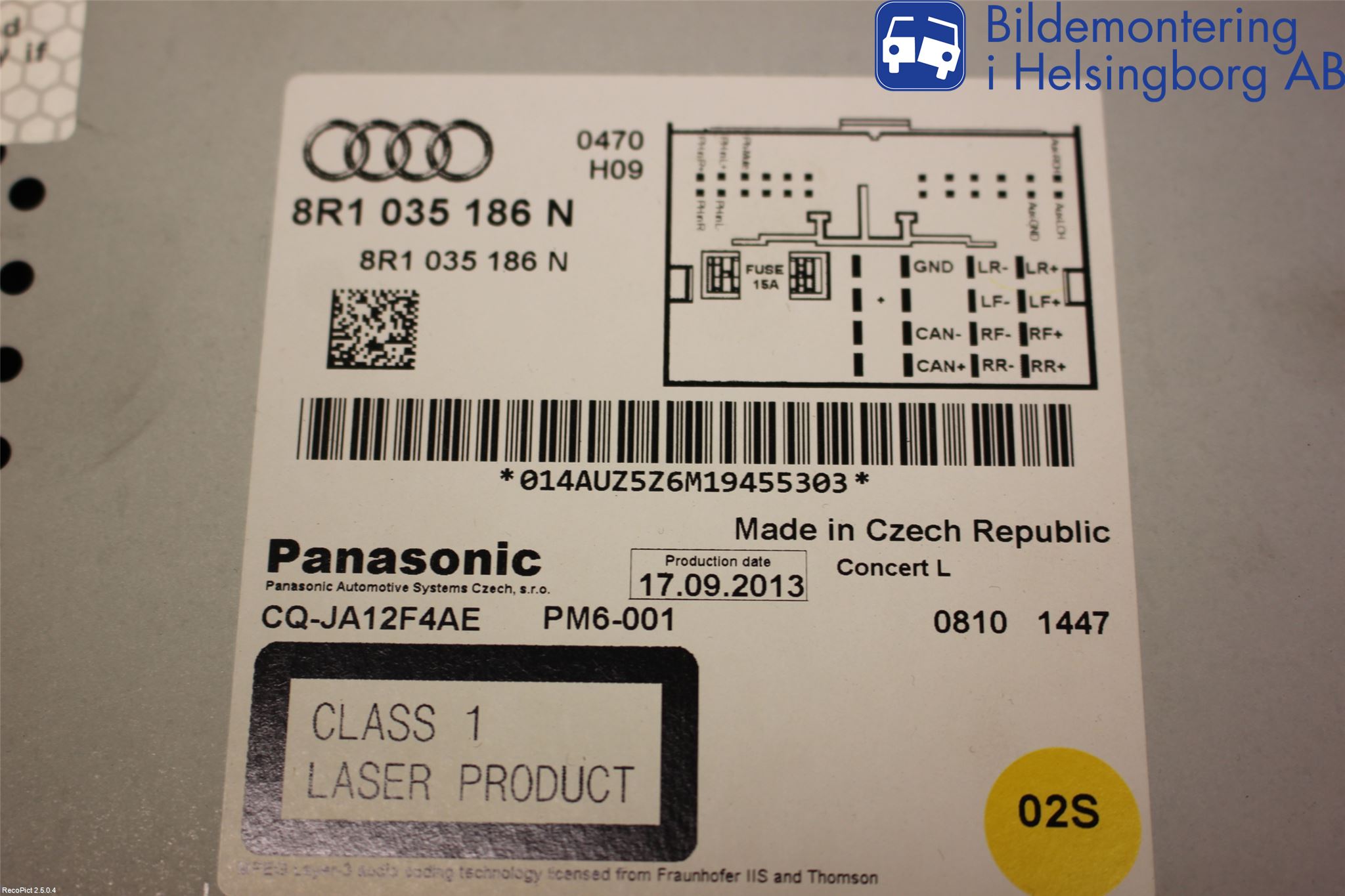 Audi A4 12-15 Stereo Radio Med Cd