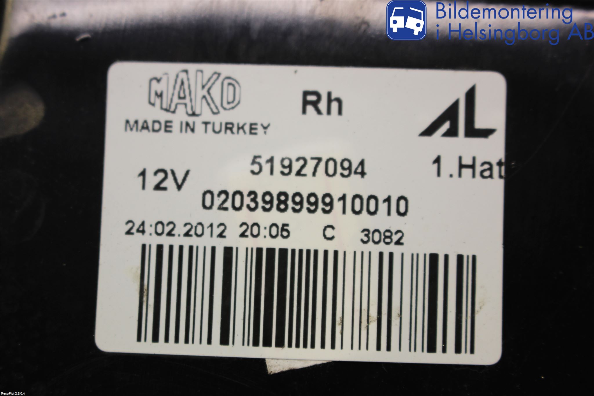 Fiat PUNTO EVO 10-12 Baklykt Høyre