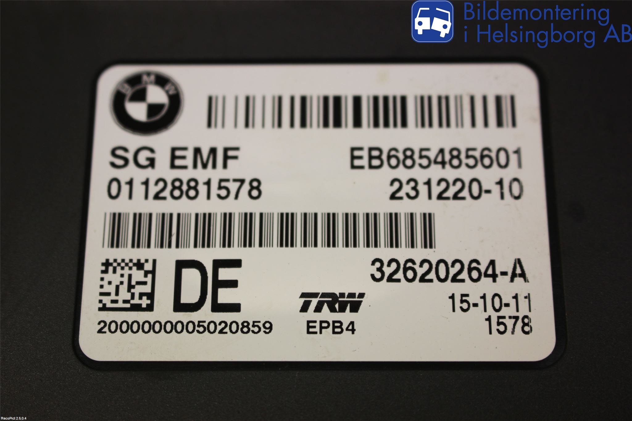 BMW 5 F10/F11/F18 09-17 Styreenhet Øvrig