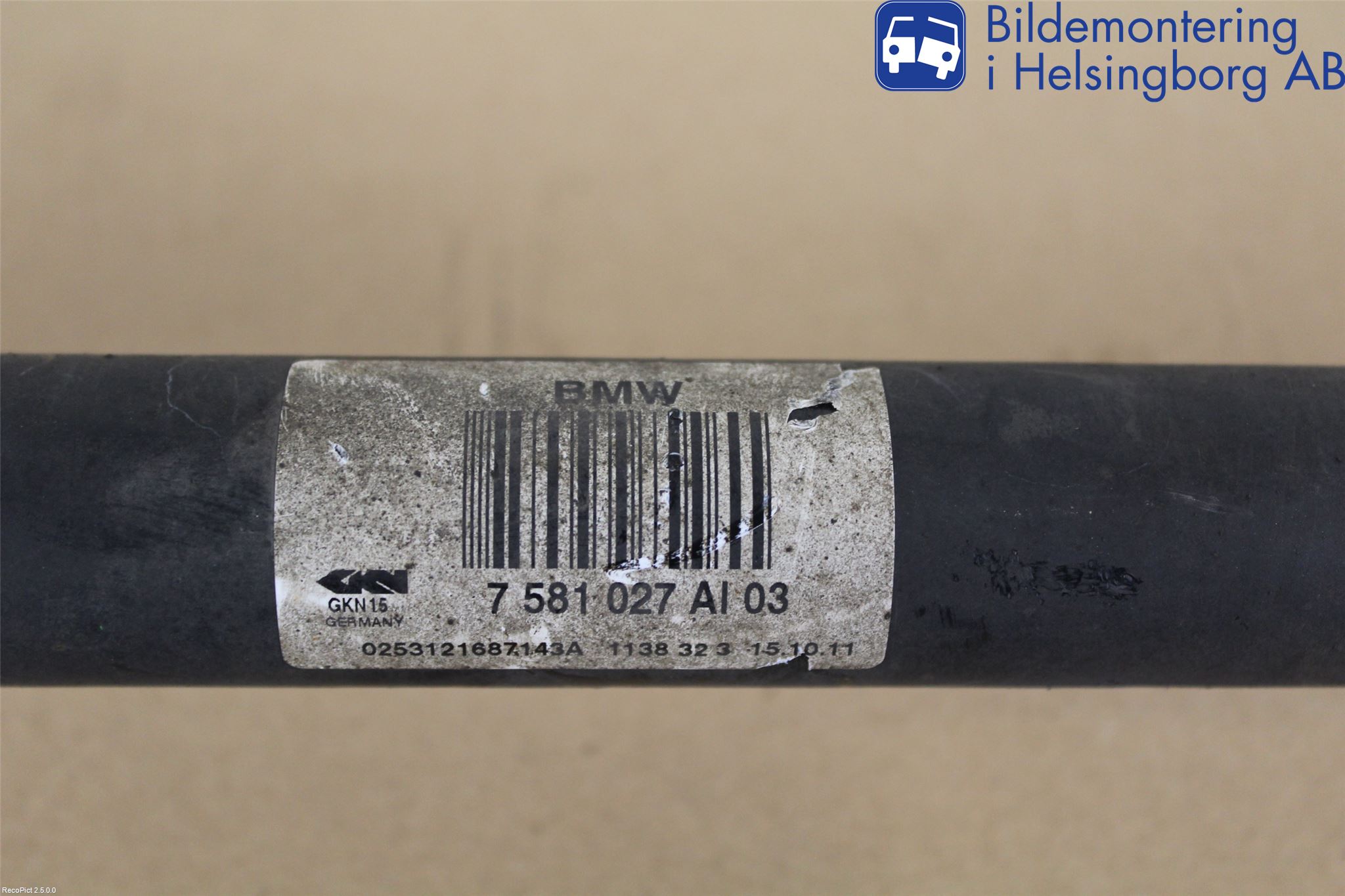 BMW 5 F10/F11/F18 09-17 Drivaksel Bak Kompl Venstre