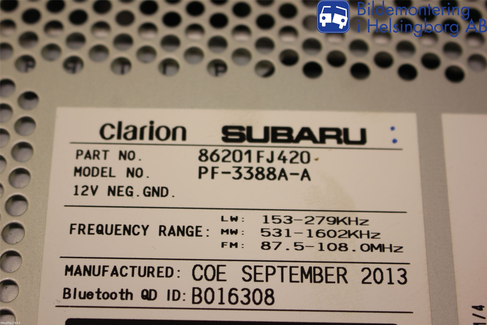 Subaru IMPREZA IV 13-17 Stereo Radio Med Cd