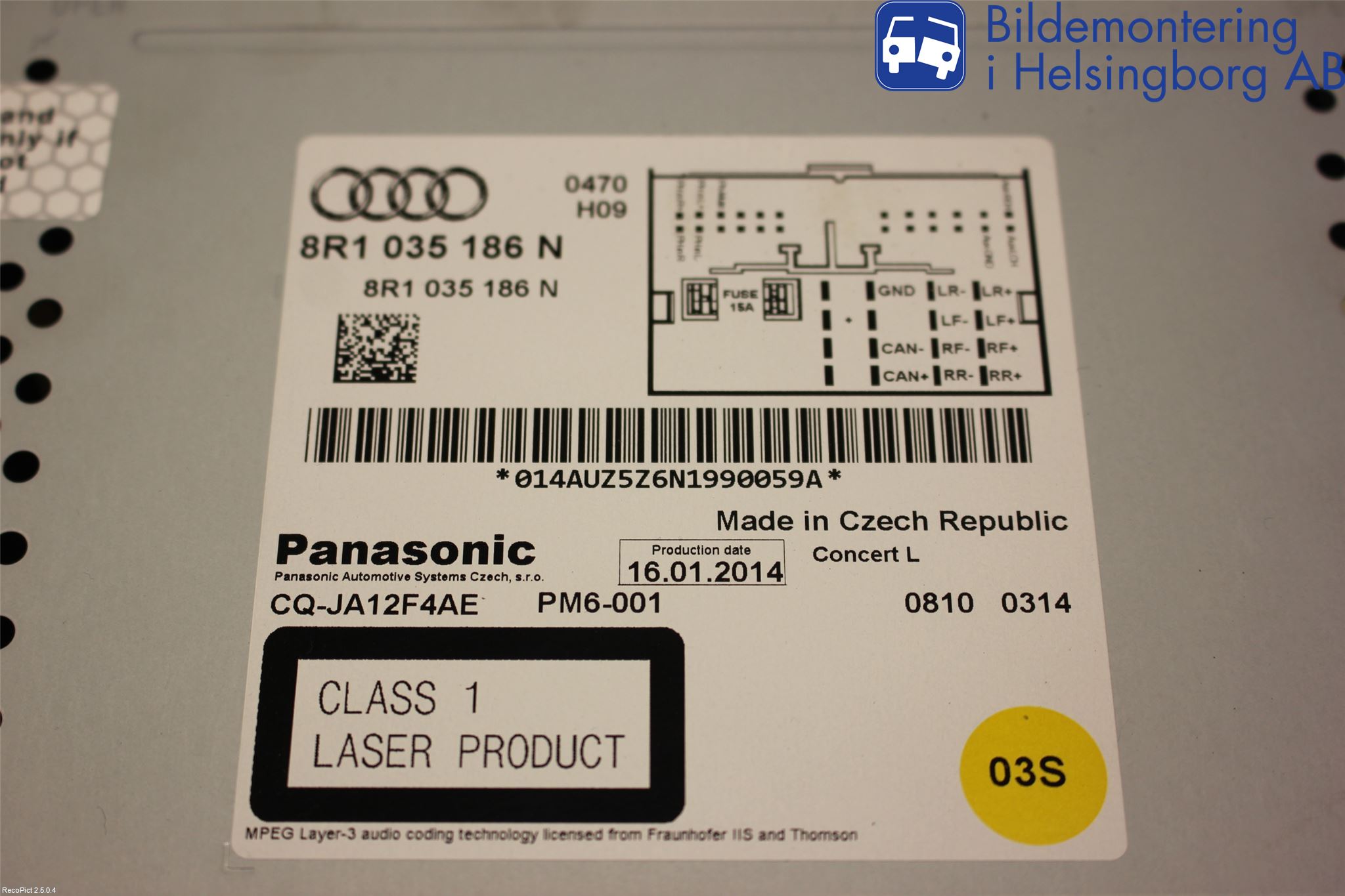 Audi A4 12-15 Stereo Radio Med Cd