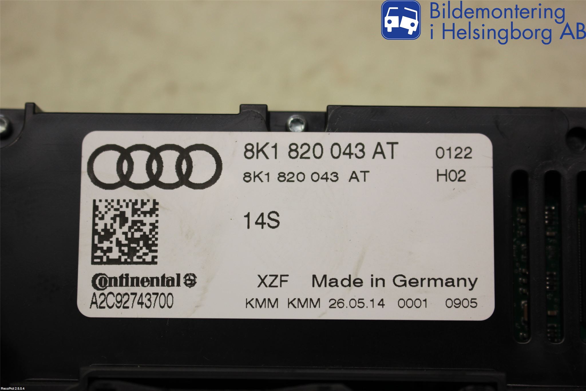 Audi A4 12-15 Varme Ac Betjening-Display