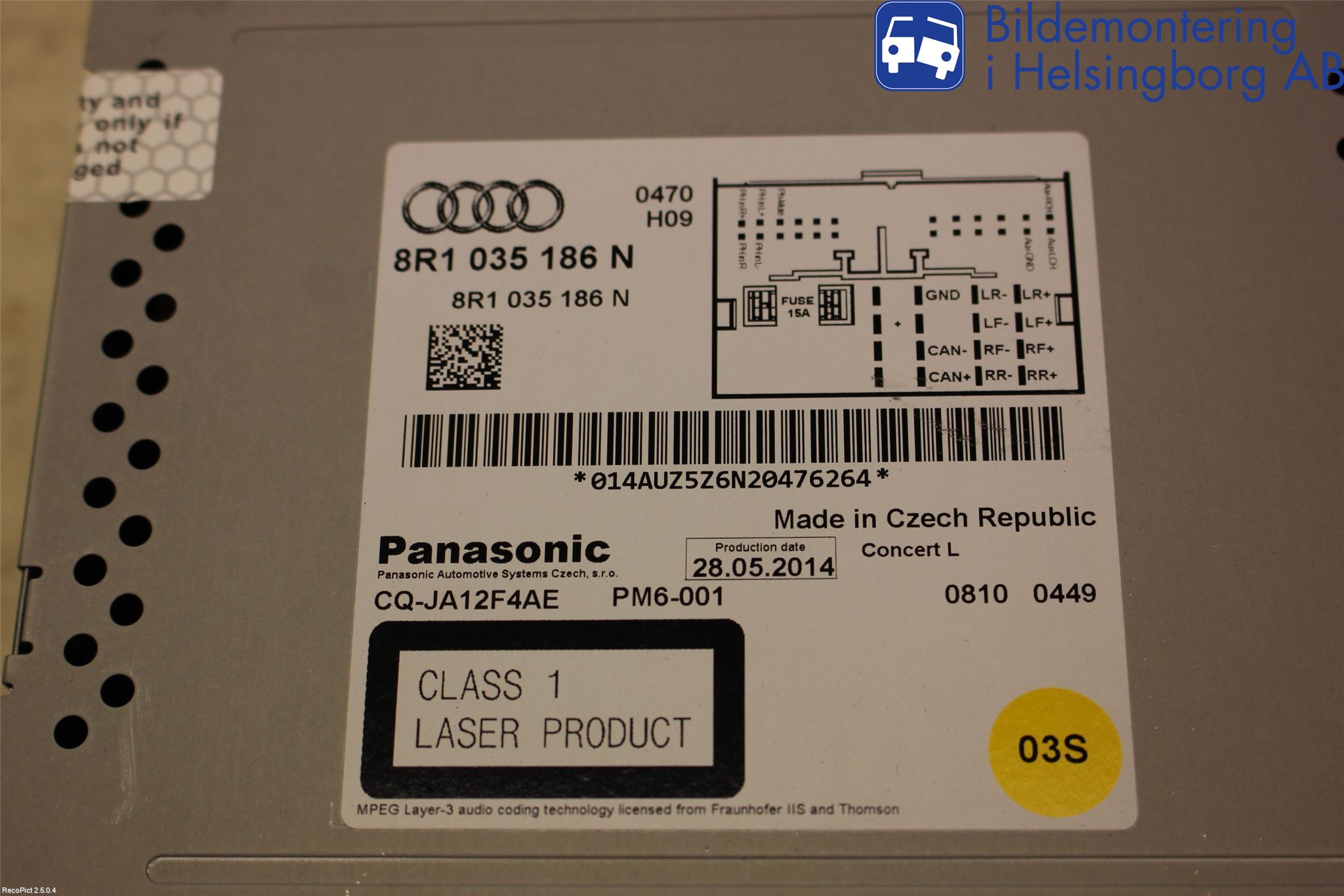 Audi A4 12-15 Stereo Radio Med Cd