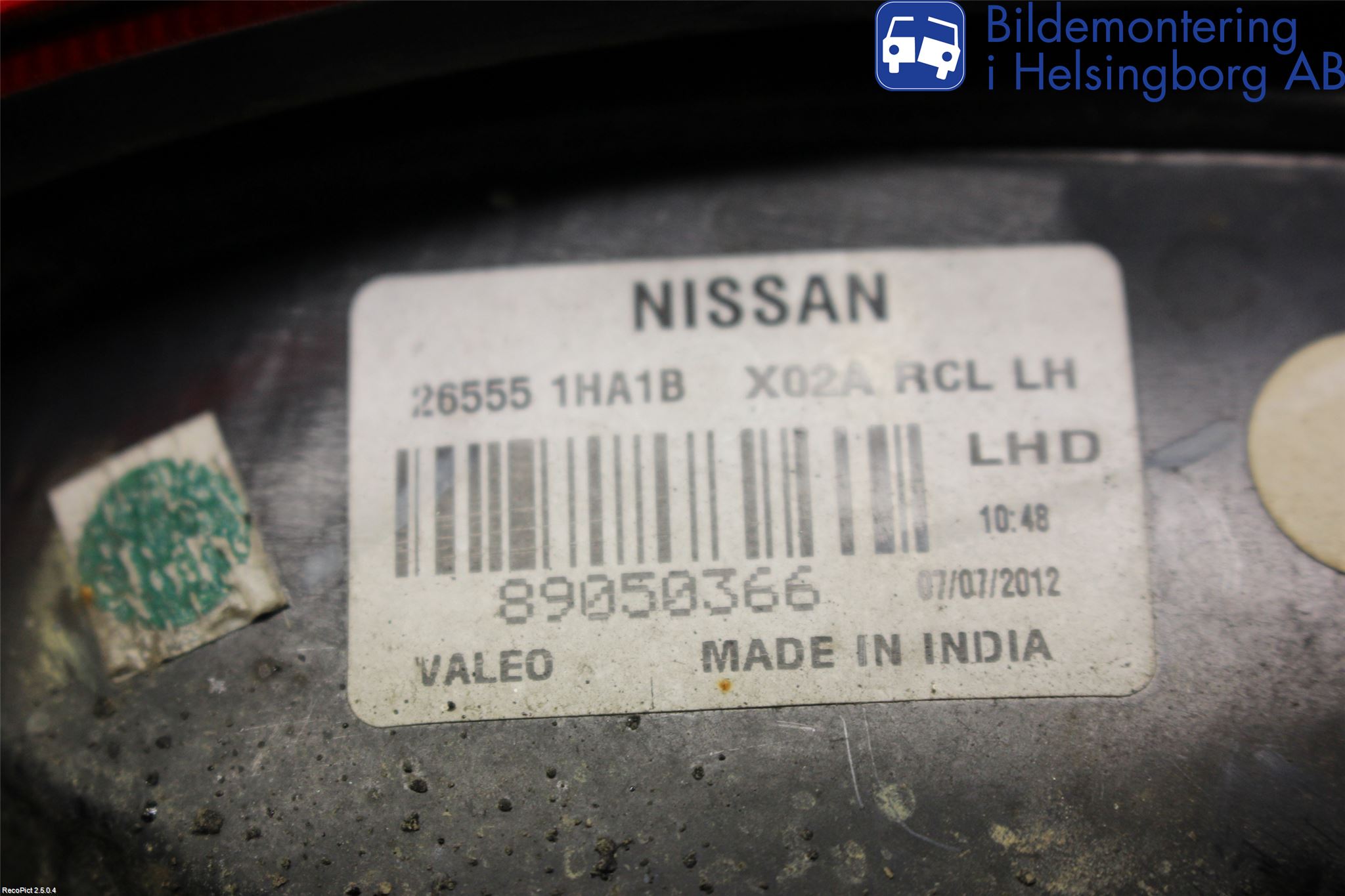 Nissan MICRA 11-16 Baklykt Venstre