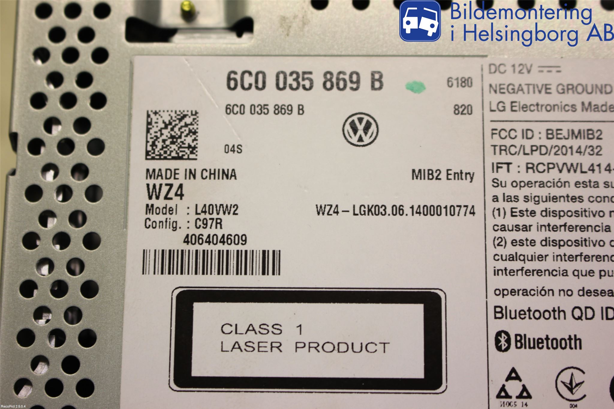 Volkswagen VW POLO 10-17 Stereo Radio Med Cd