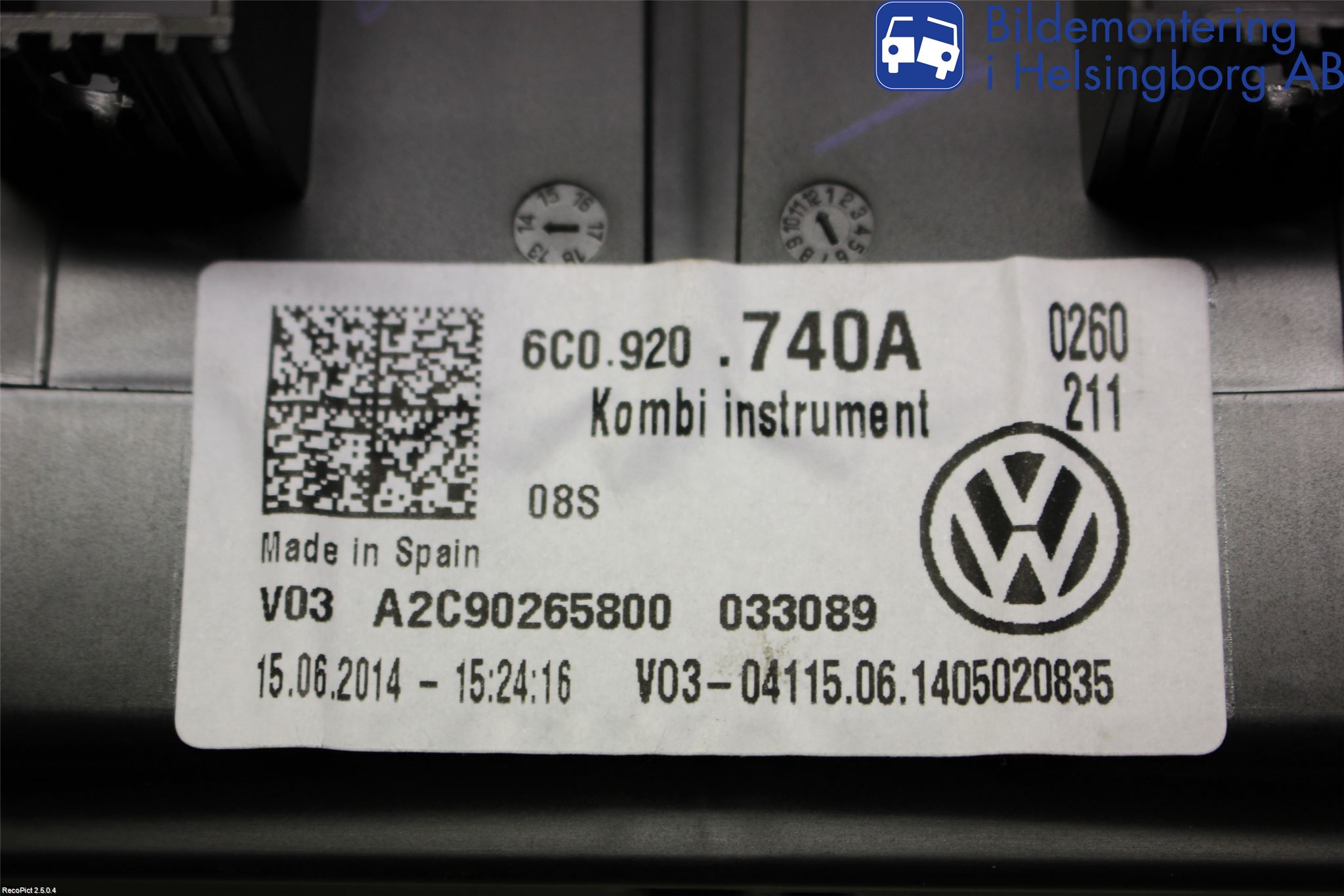 Volkswagen VW POLO 10-17 Instr Kombinert