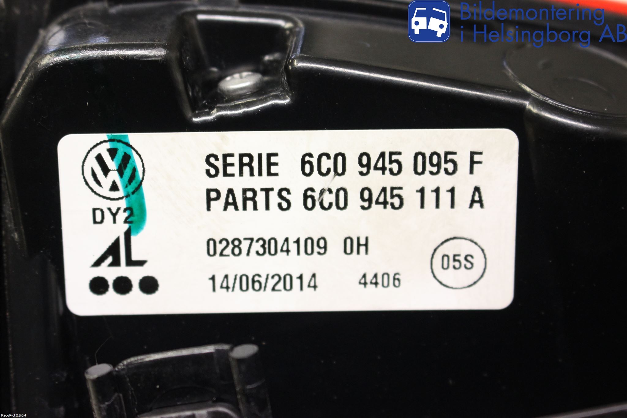Volkswagen VW POLO 10-17 Baklykt Venstre