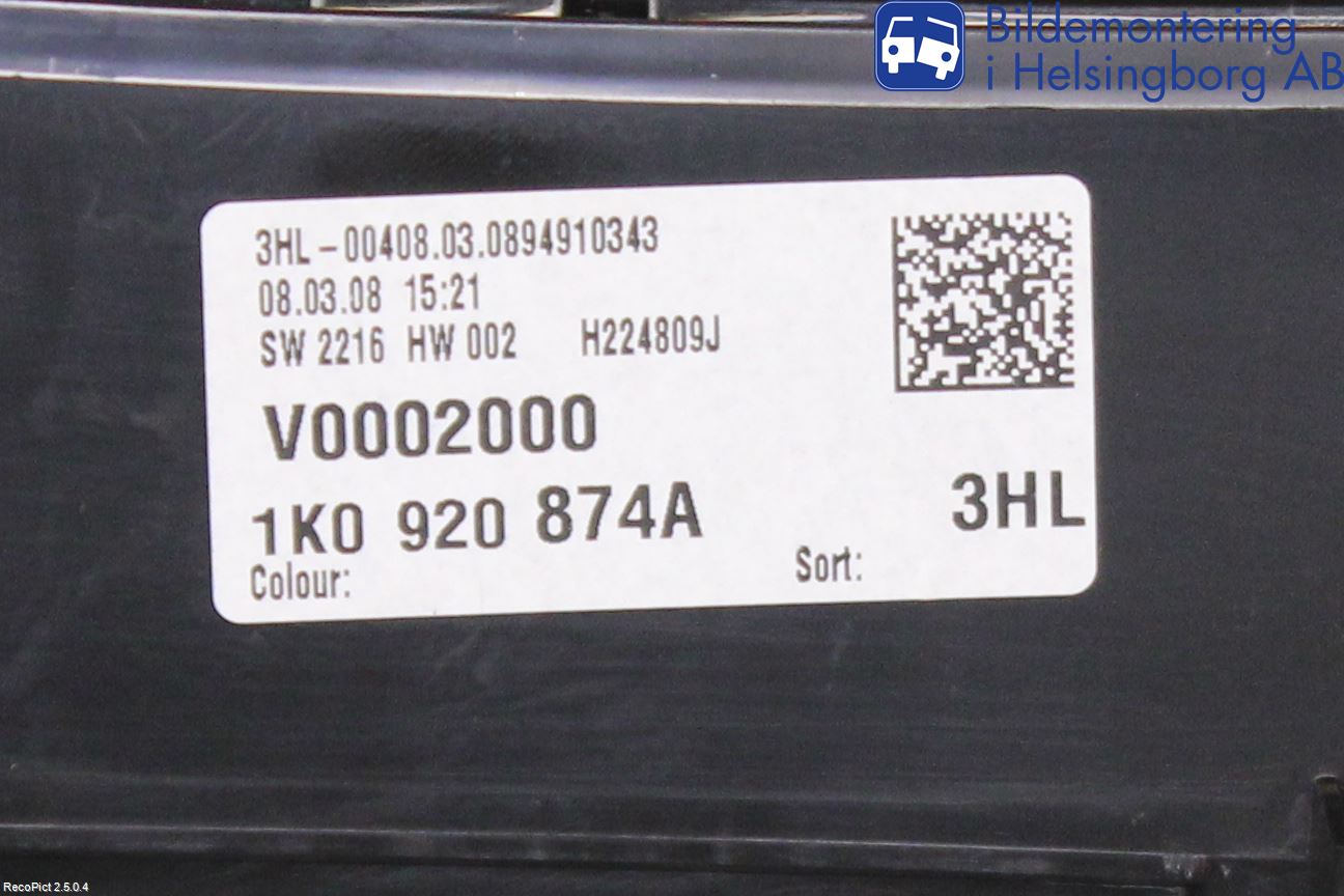 Volkswagen VW GOLF V 04-09 Instr Kombinert