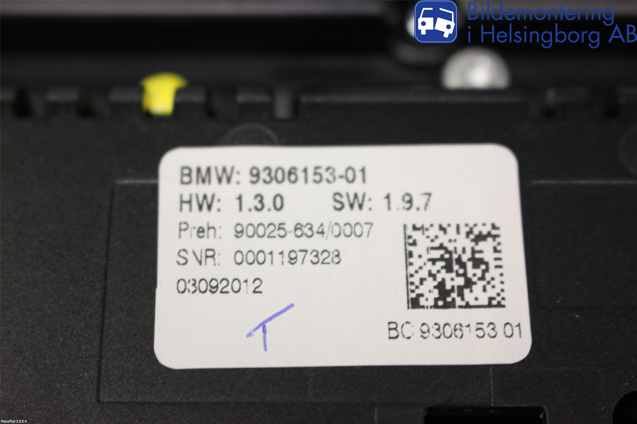 BMW 5 F10/F11/F18 09-17 Varme Ac Betjening-Display