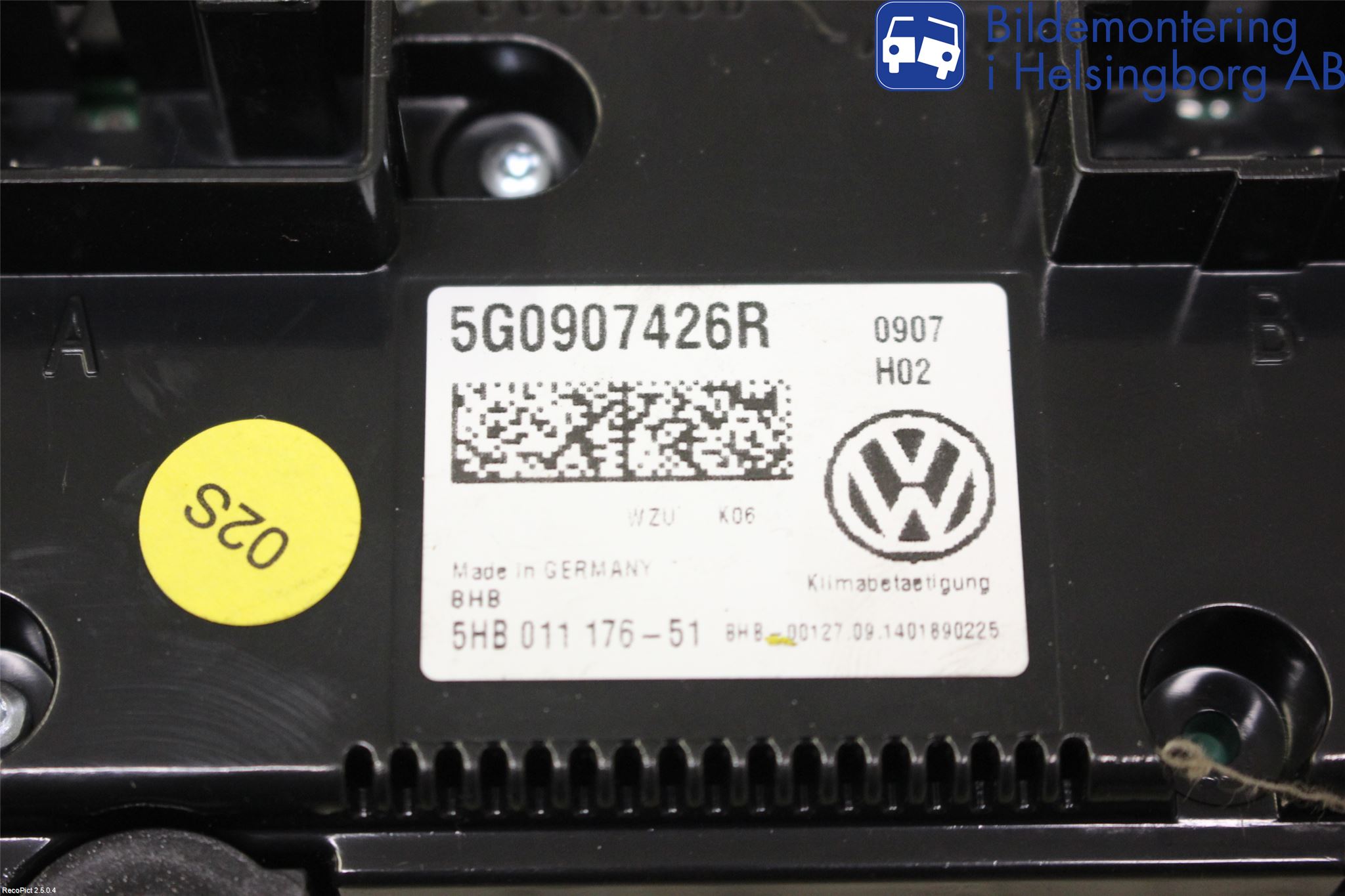 Volkswagen VW GOLF SPORTSVAN 15-20 Varme Ac Betjening-Display