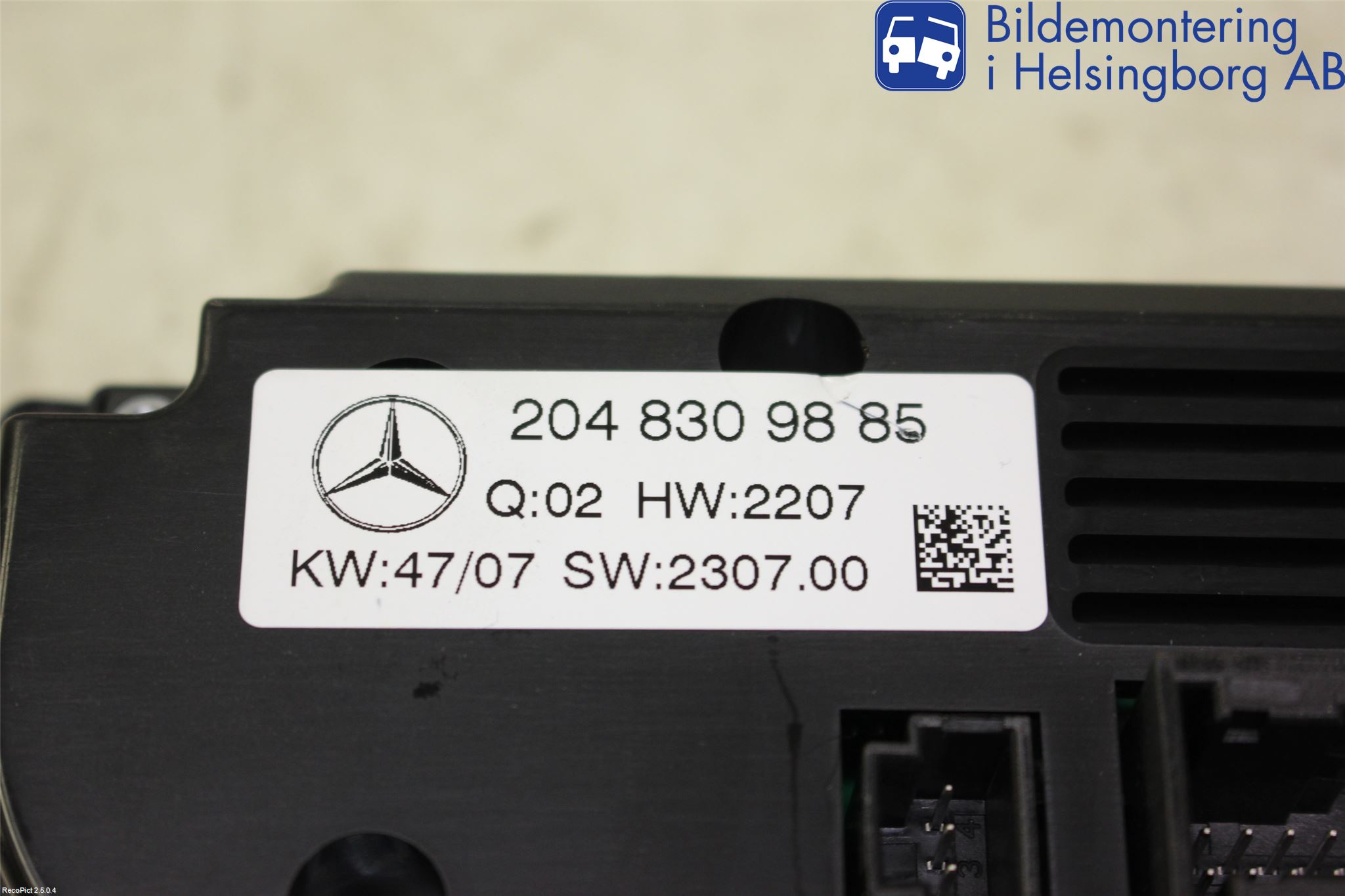 Mercedes-Benz MB C-KLASS (W204) 07-15 Varme Ac Betjening-Display