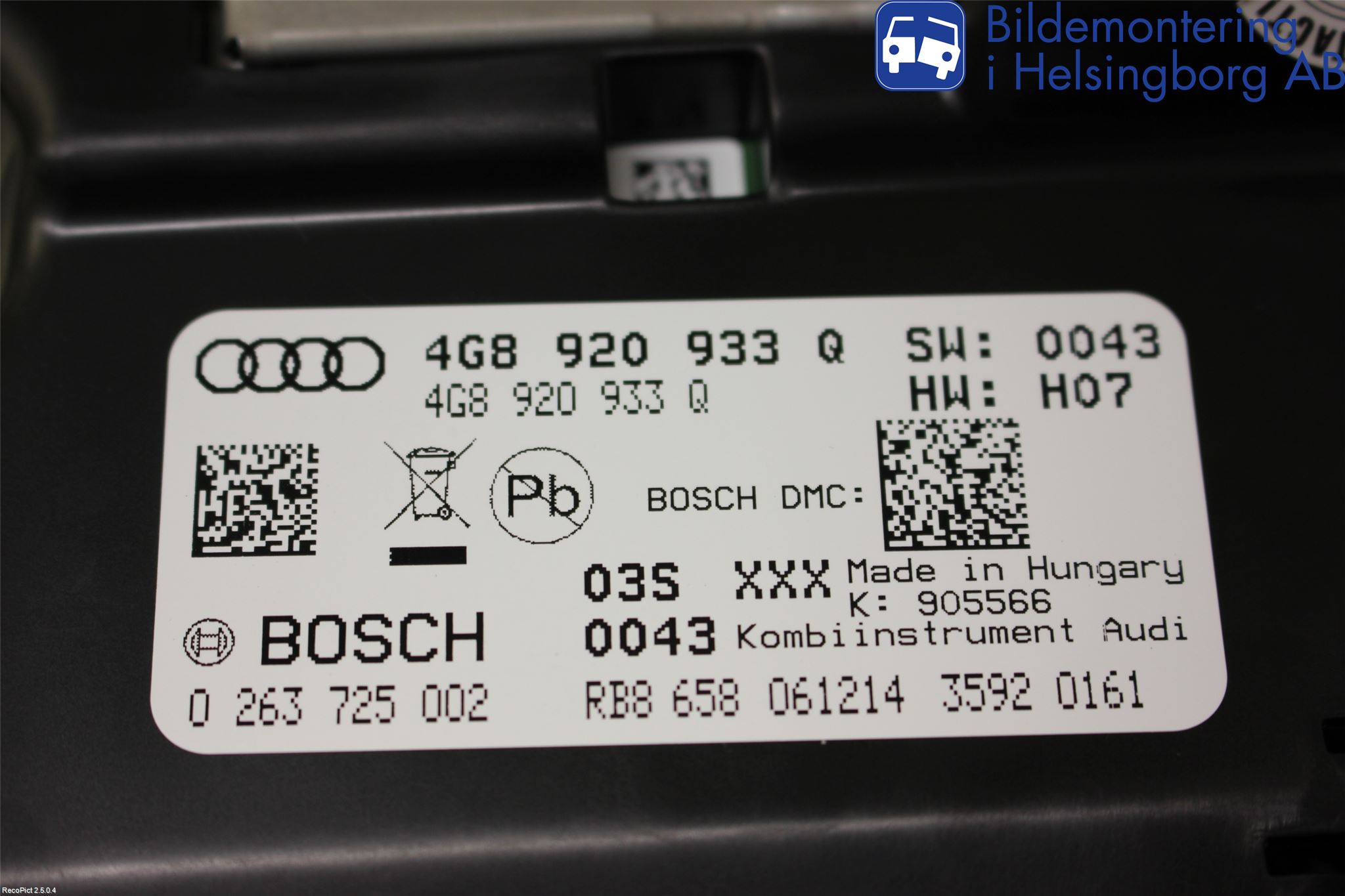 Audi A6/S6 4G 11-18 Instr Kombinert