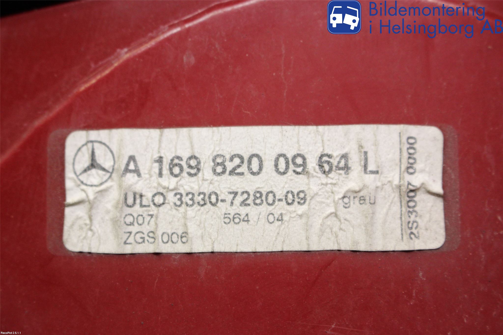 Mercedes-Benz MB A-KLASS (W169) 04-12 Baklykt Venstre