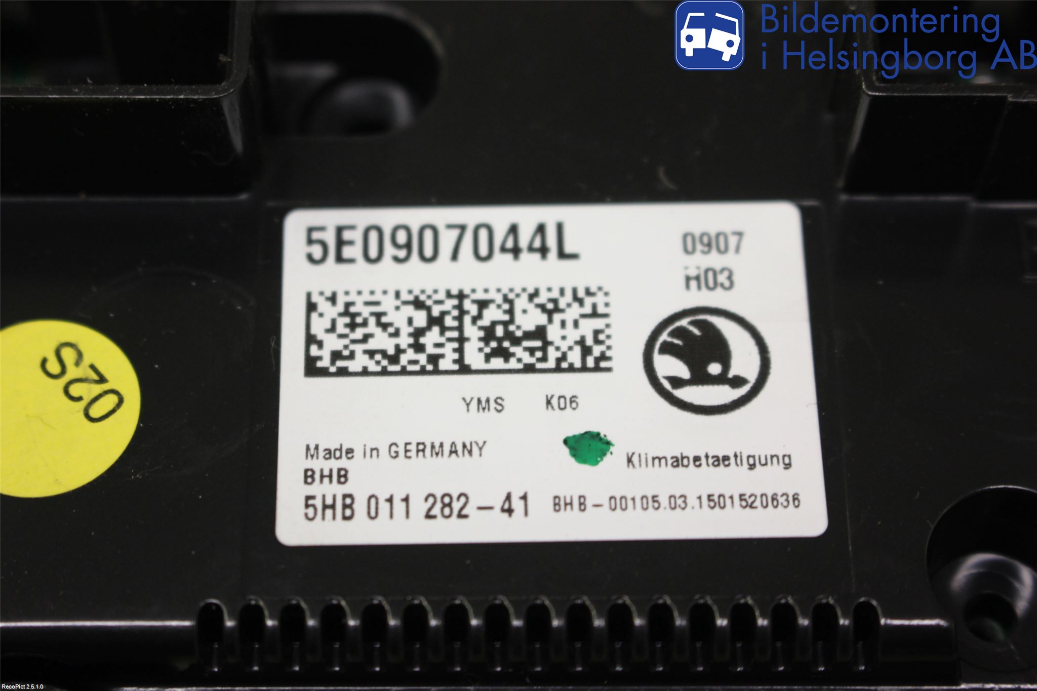 Skoda OCTAVIA (5E) 13-20 Varme Ac Betjening-Display
