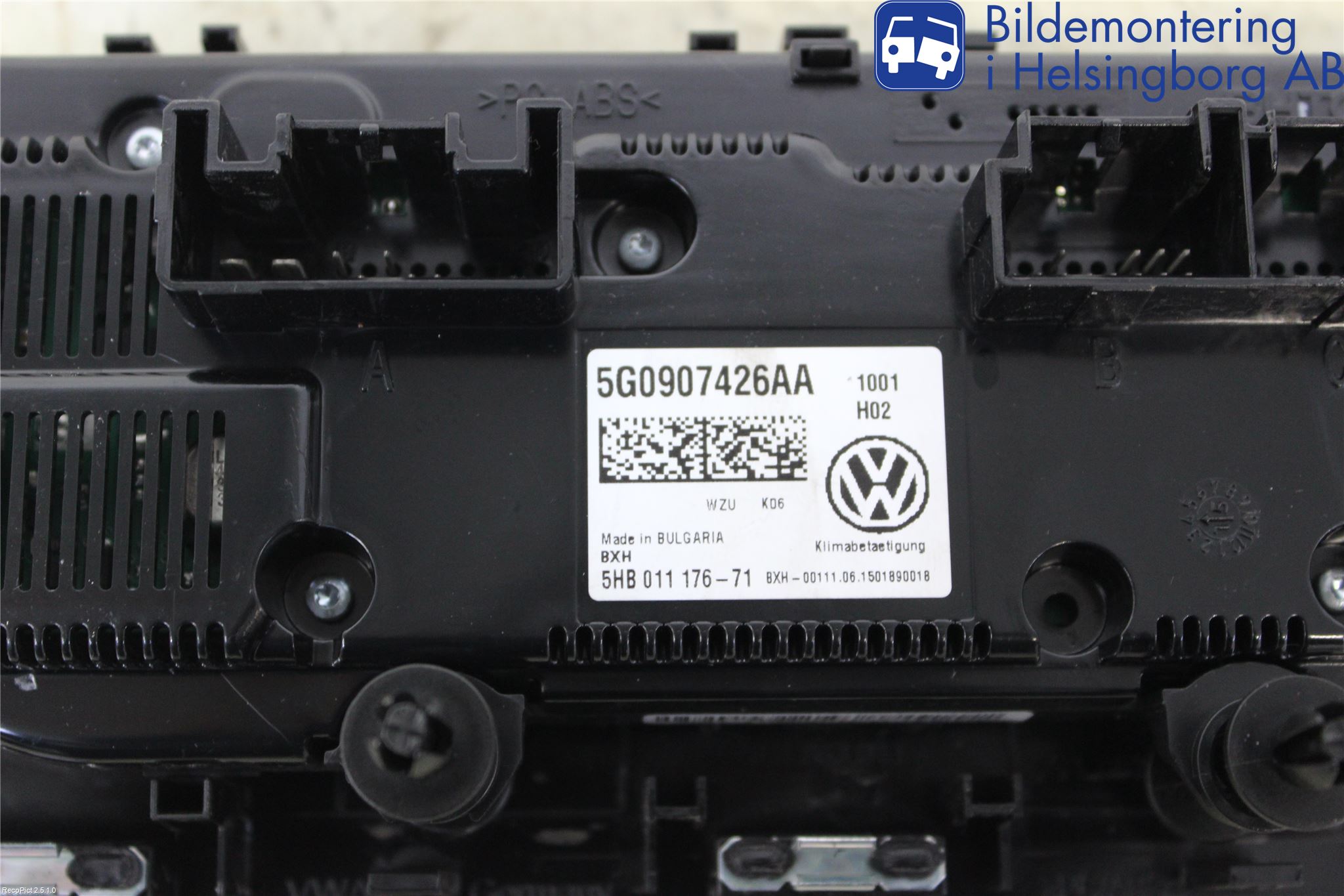 Volkswagen VW GOLF / E-GOLF VII 13-20 Varme Ac Betjening-Display