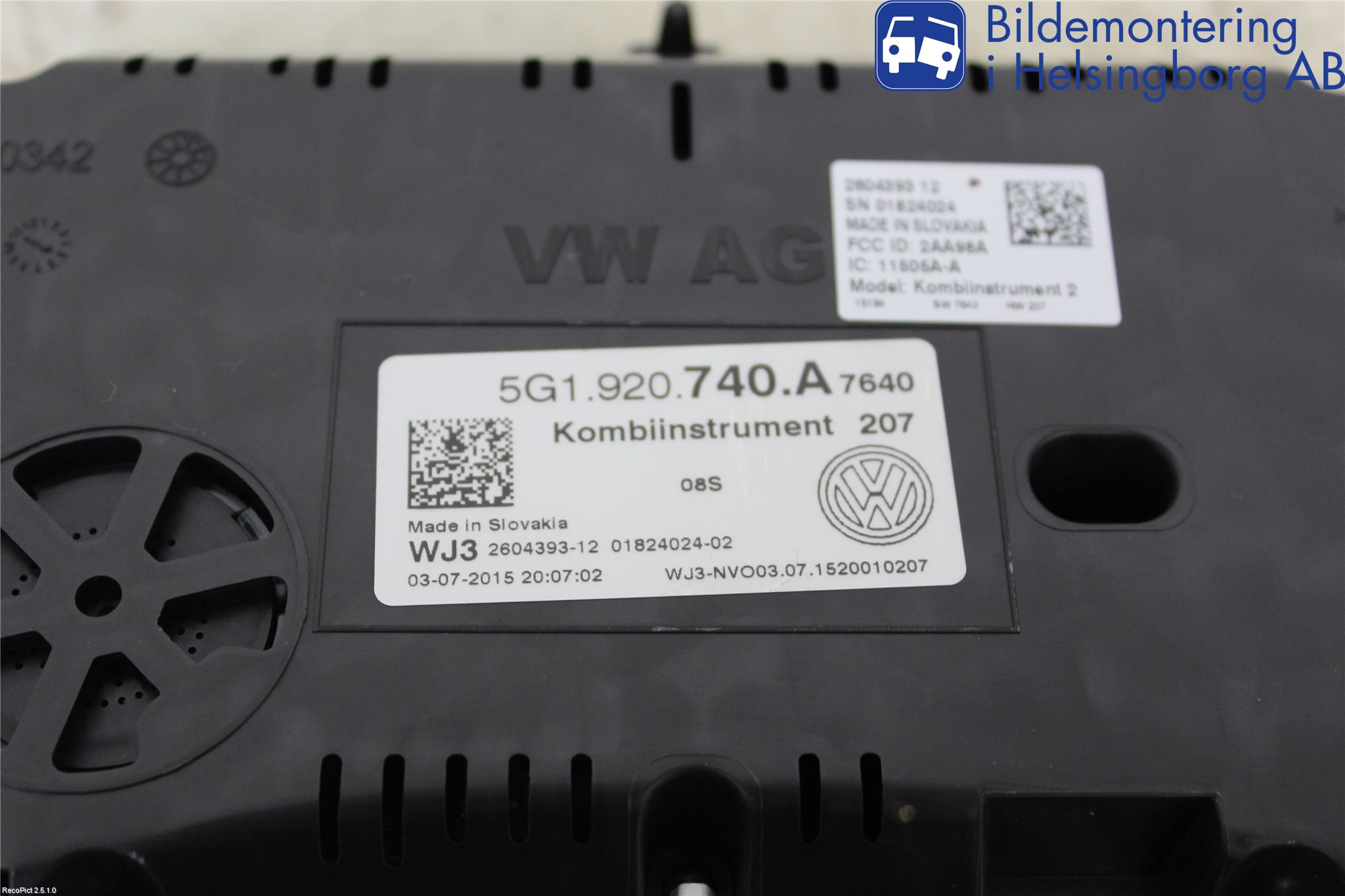 Volkswagen VW GOLF / E-GOLF VII 13-20 Instr Kombinert