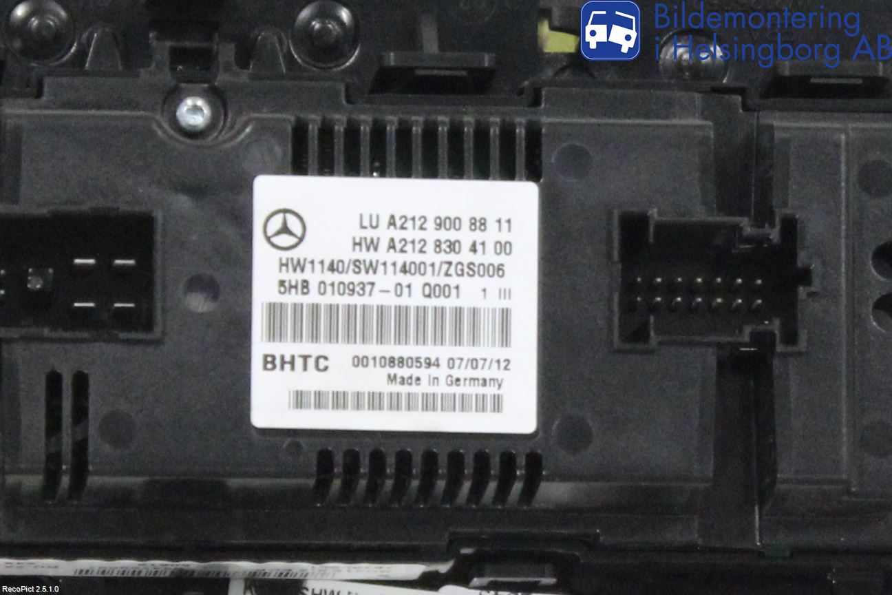 Mercedes-Benz MB E-KLASS (W212) 09-16 Varme Ac Betjening-Display