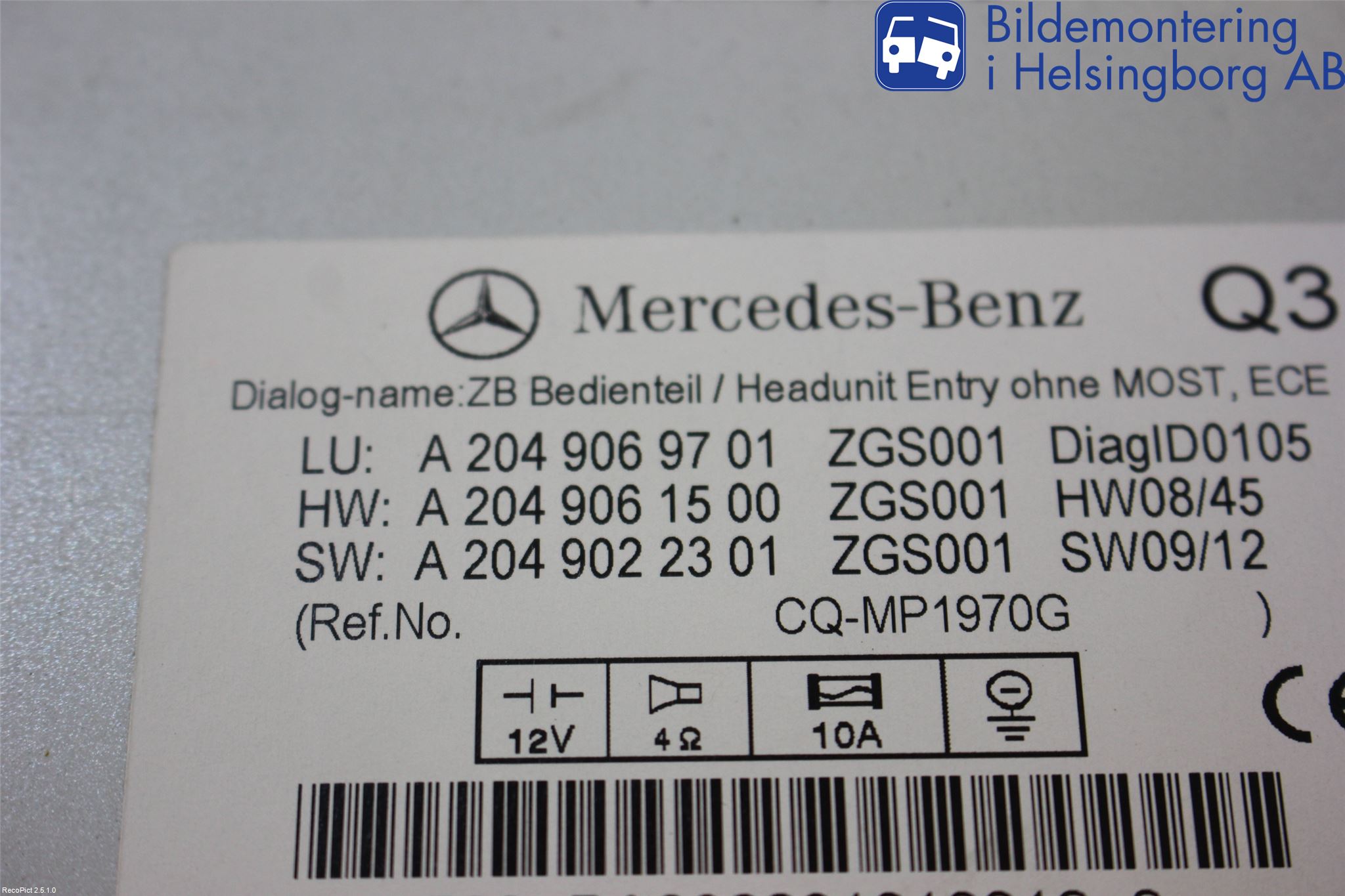 Mercedes-Benz MB C-KLASS (W204) 07-15 Stereo Radio Med Cd