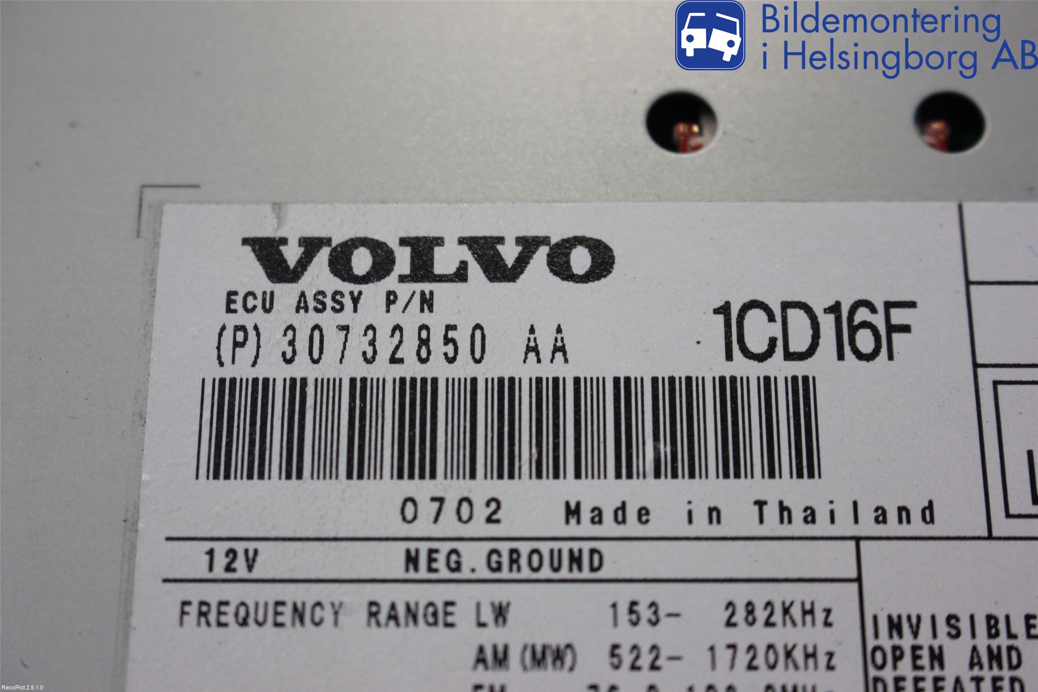 Volvo S40 04-07 Instr Varselys - Display