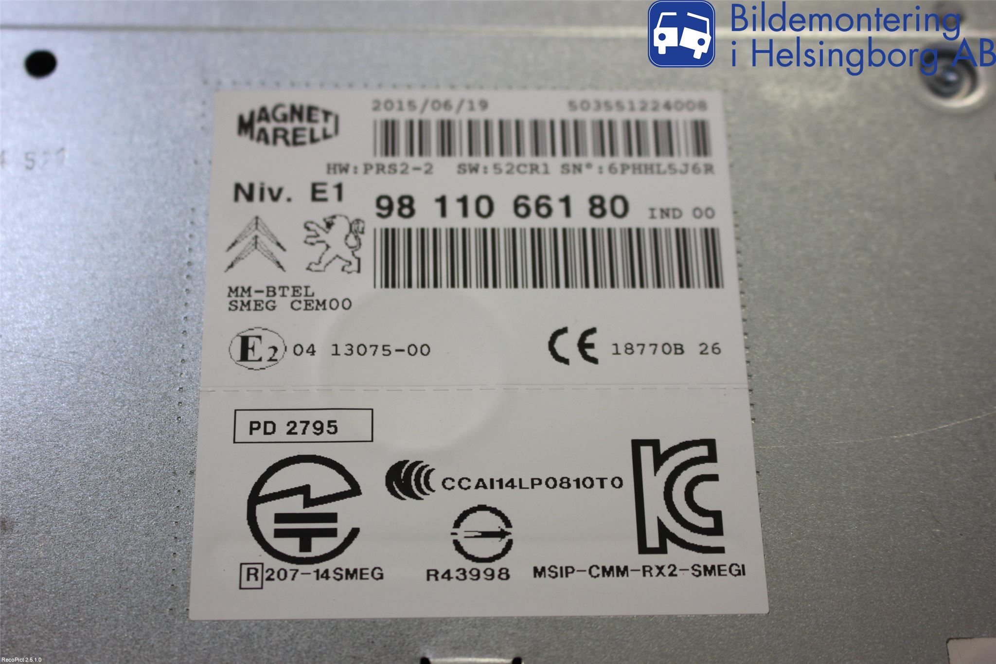 Peugeot 208 12-15 Stereo Radio