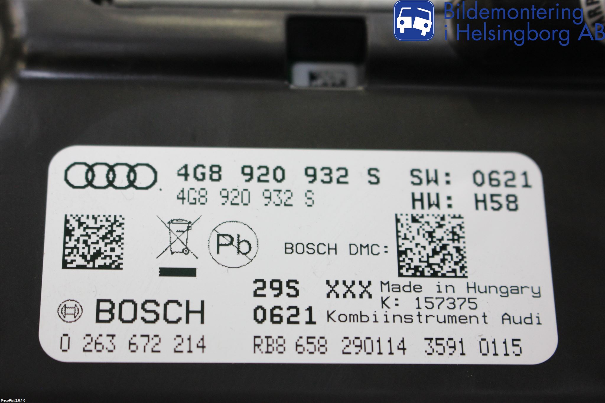 Audi A6/S6 4G 11-18 Instr Kombinert