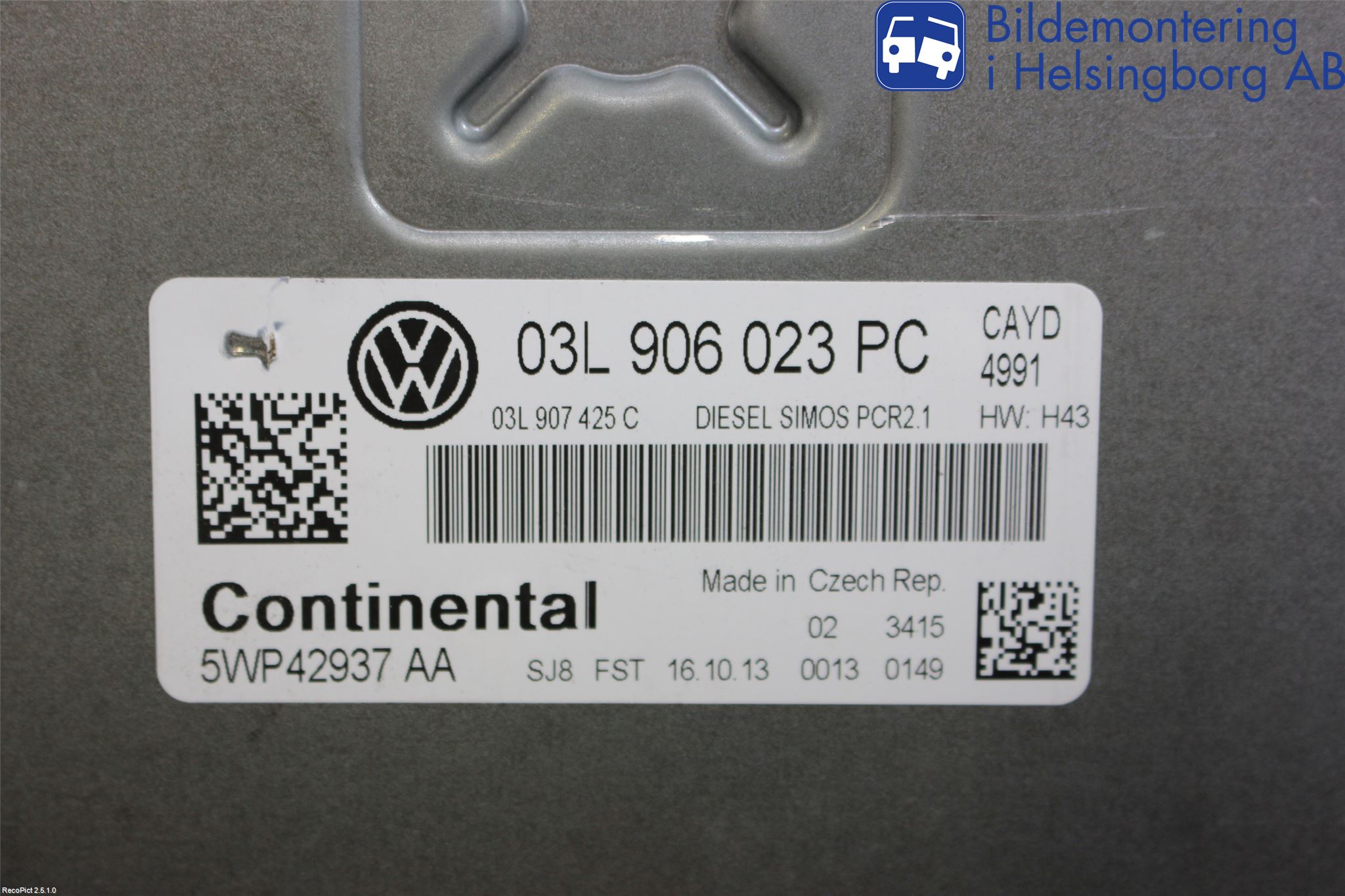 Volkswagen VW CADDY 11-15 Styreenhet Dieselpumpe